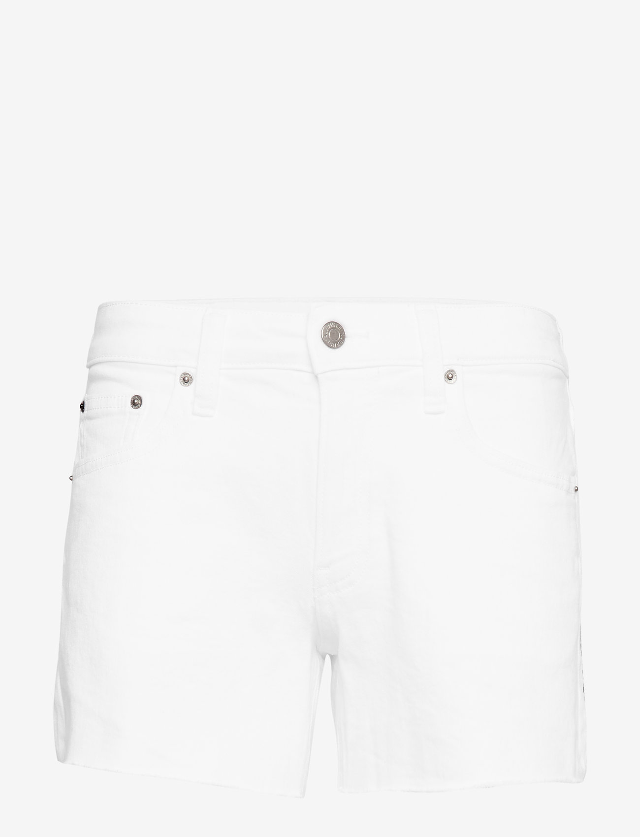 Calvin Klein Jeans - MID RISE WEEKEND SHORT - pop white raw embroidery blue - 0