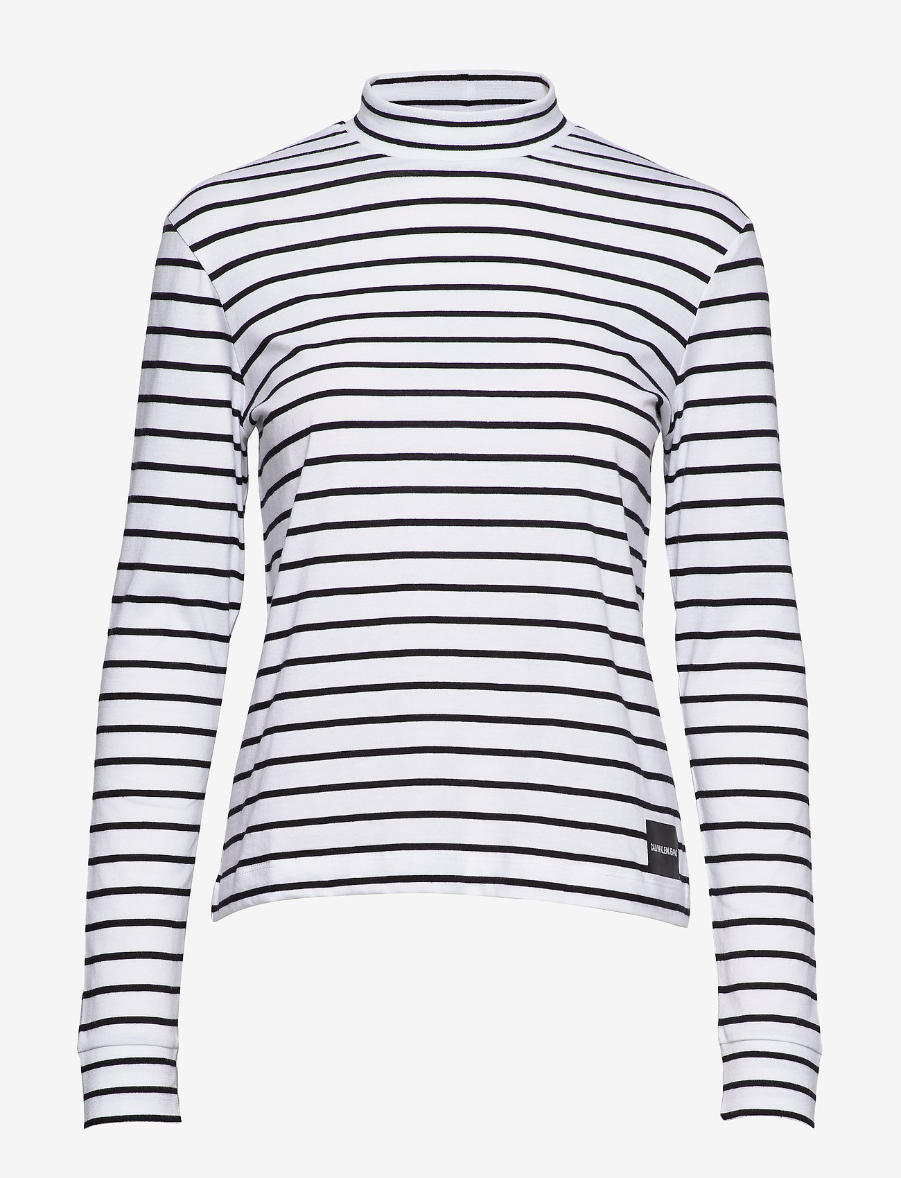 Calvin Klein Jeans - MOCK NECK LS TEE - white/ck black stripes - 0