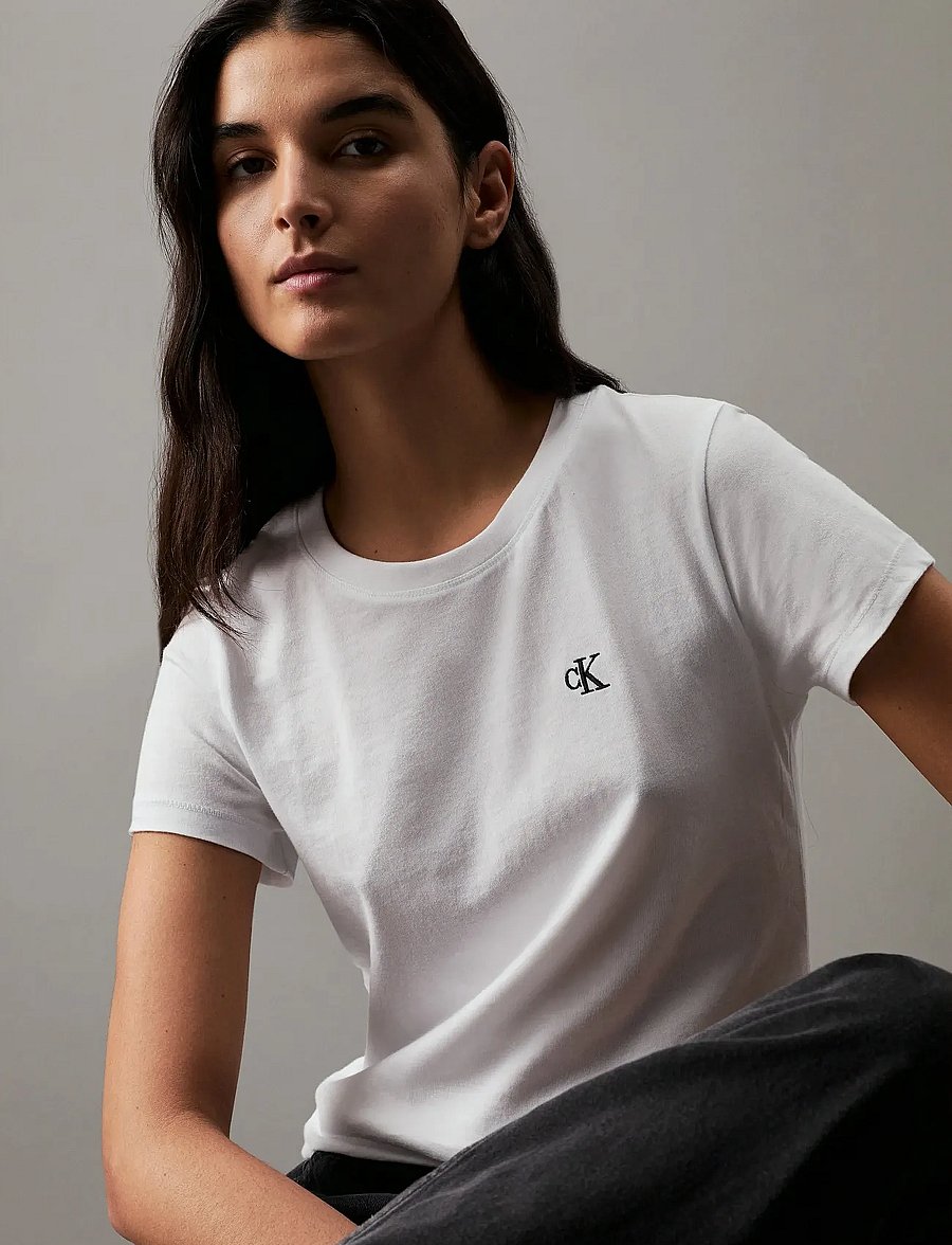 Calvin Klein Jeans - CK EMBROIDERY SLIM TEE - bright white - 5
