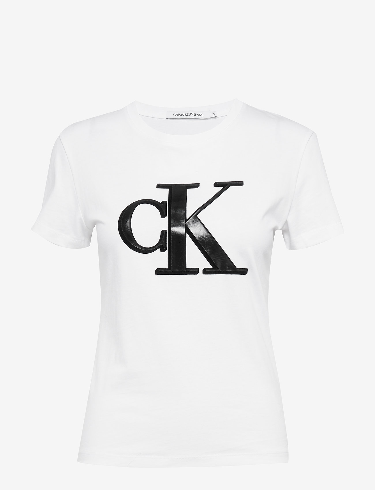 Calvin Klein Jeans - FLOCK MONOGRAM CK SLIM TEE - bright white - 0