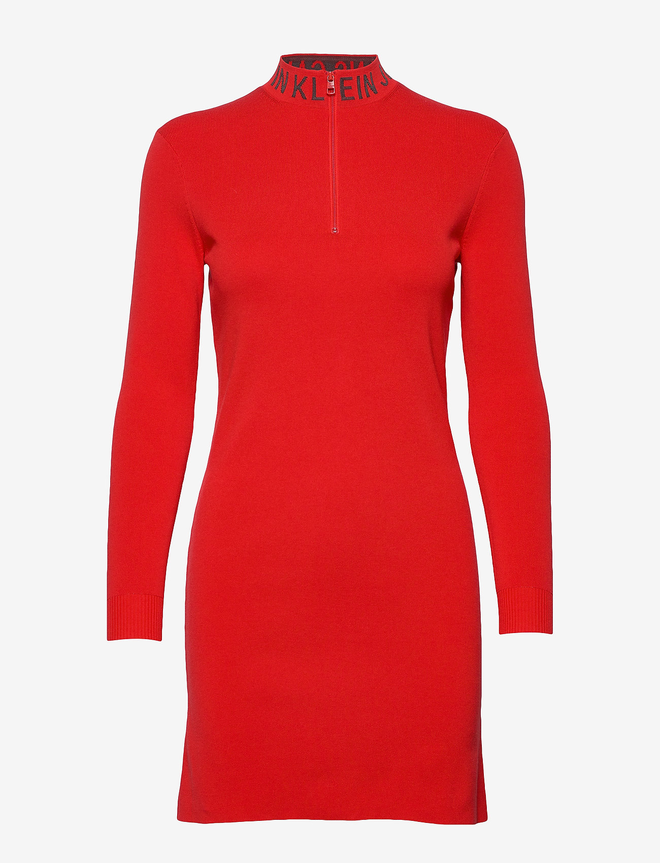 Calvin Klein Jeans - NECK LOGO FITTED SWEATER DRESS - racing red - 0