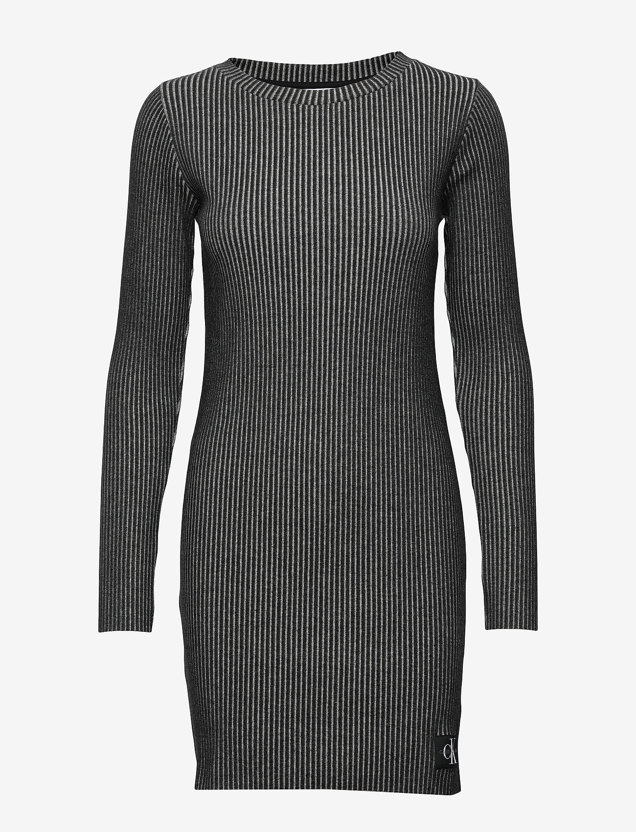 Calvin Klein Jeans - LONG SLEEVE RIB DRESS - ck black - 0