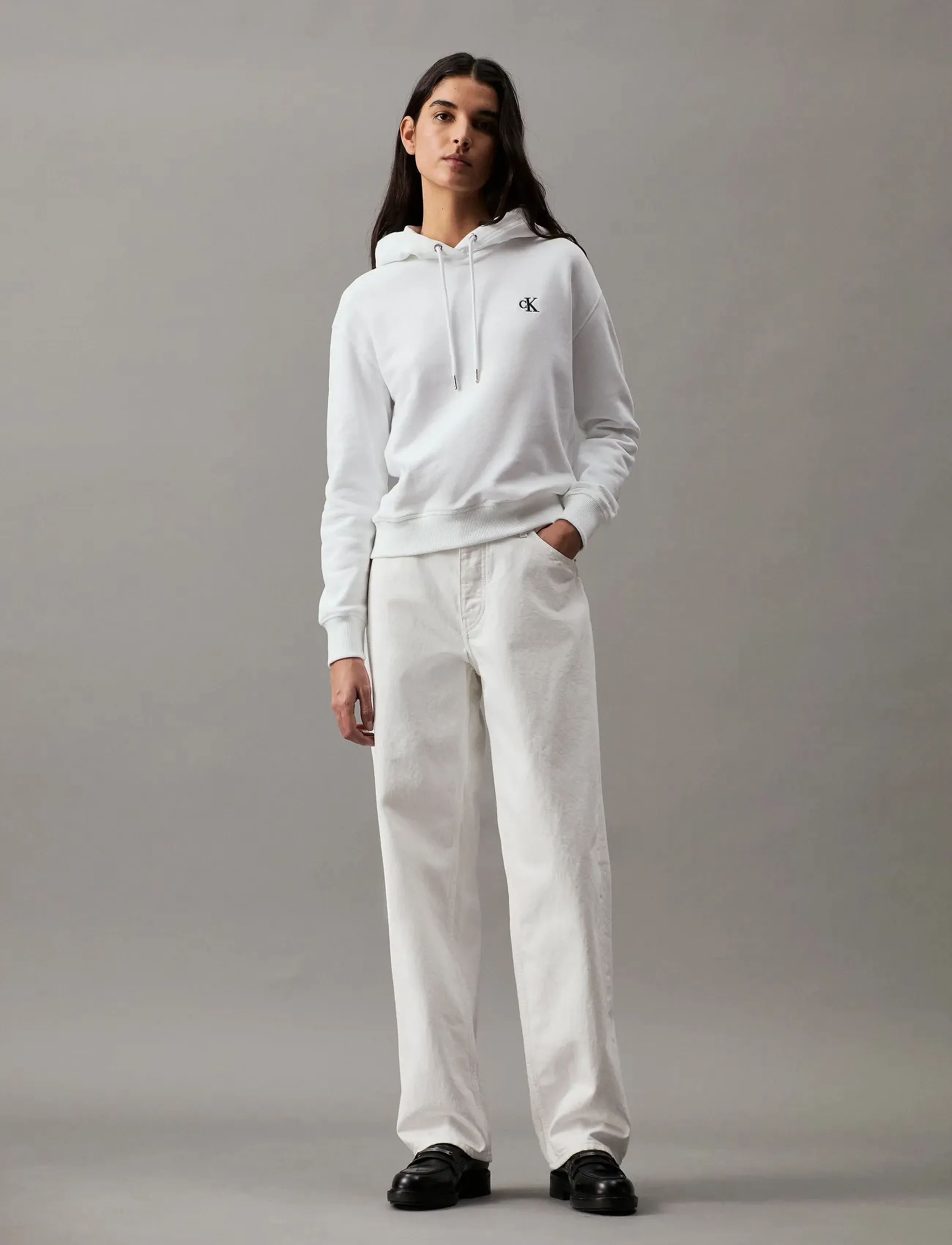 Calvin Klein Jeans CK EMBROIDERY HOODIE - Calvin Klein - BRIGHT WHITE / white