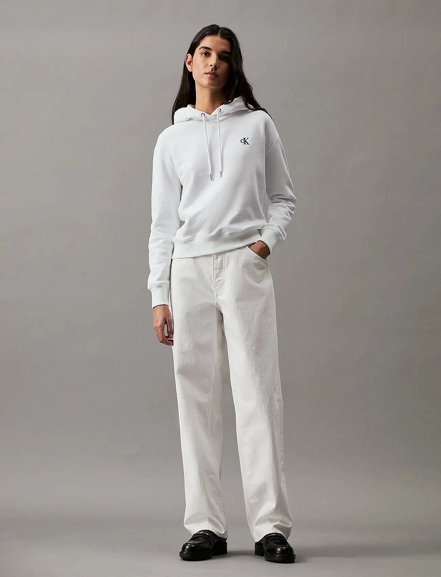 Calvin Klein Jeans - CK EMBROIDERY HOODIE - kapuzenpullover - bright white - 0