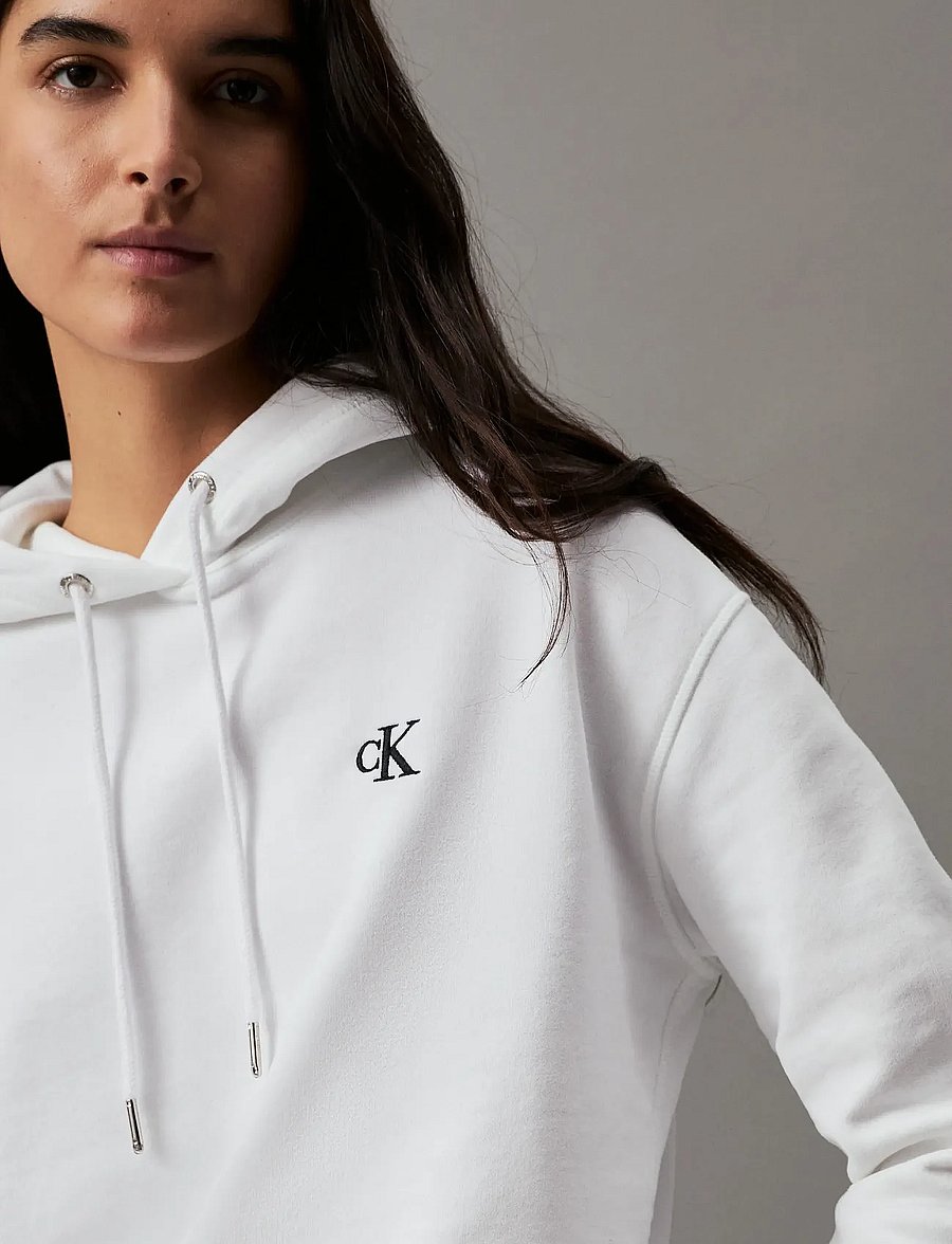 Calvin Klein Jeans - CK EMBROIDERY HOODIE - kapuzenpullover - bright white - 4