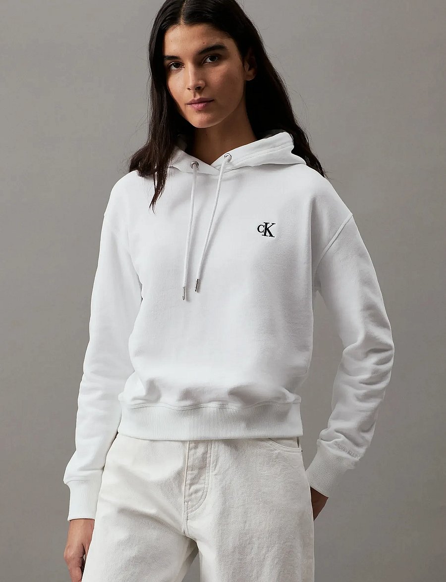 Calvin Klein Jeans - CK EMBROIDERY HOODIE - kapuzenpullover - bright white - 5