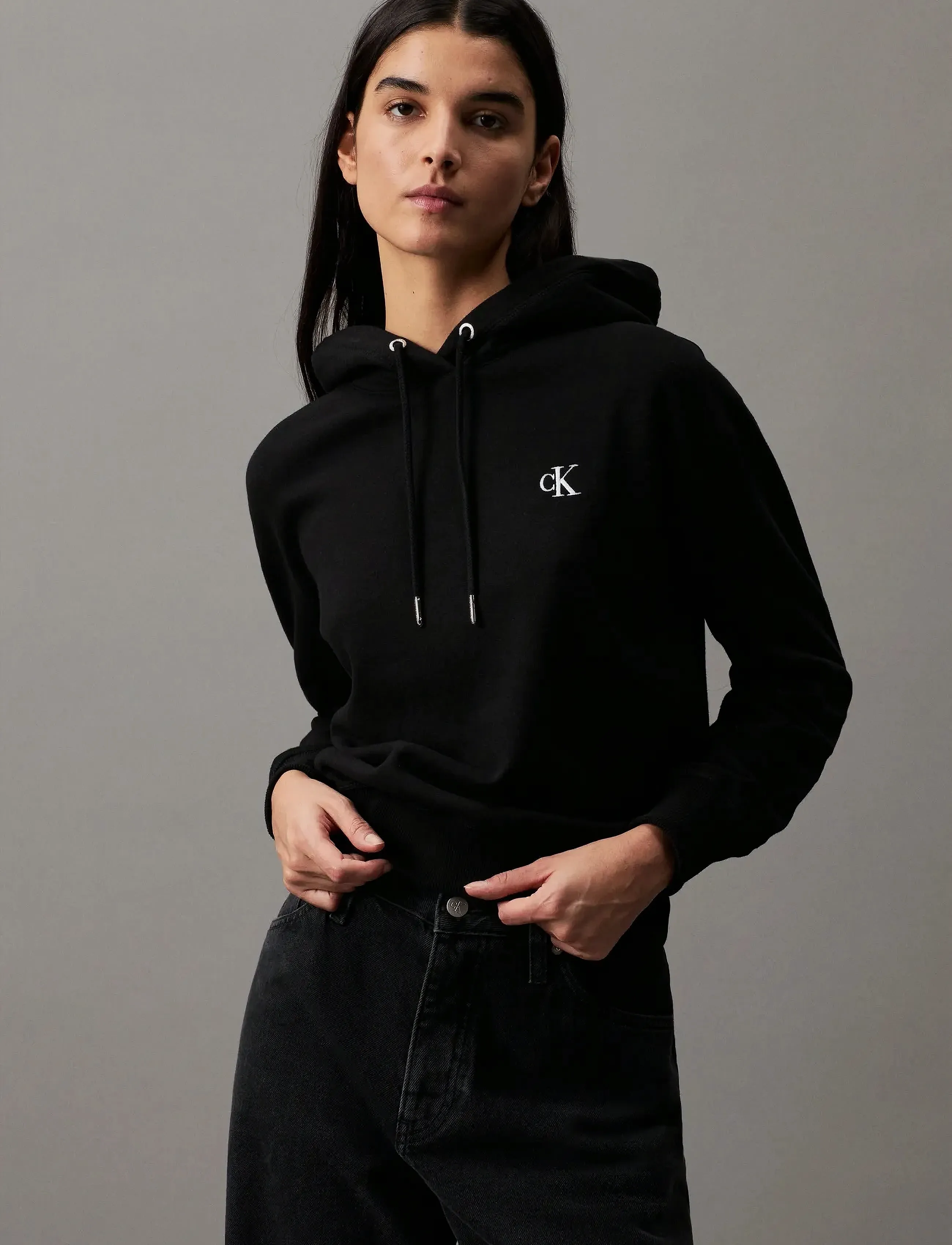 Calvin Klein Jeans CK EMBROIDERY HOODIE - Kapuzenpullover - CK BLACK / black
