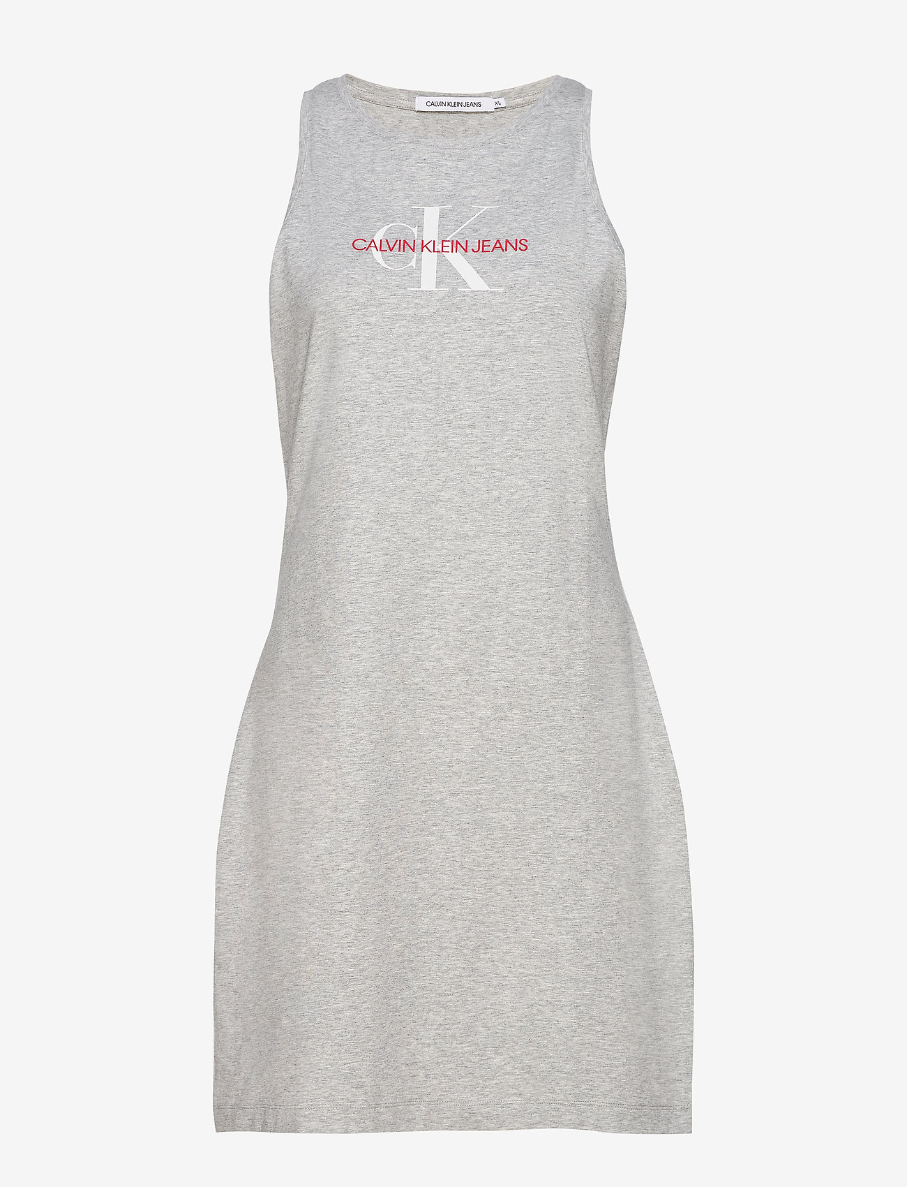 MONOGRAM STRETCH TANK DRESS - LIGHT GREY HEATHER