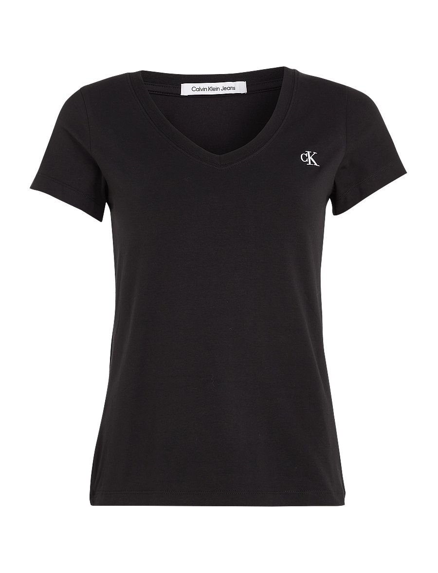 Calvin Klein Jeans - CK EMBROIDERY STRETCH V-NECK - t-shirts - ck black - 1