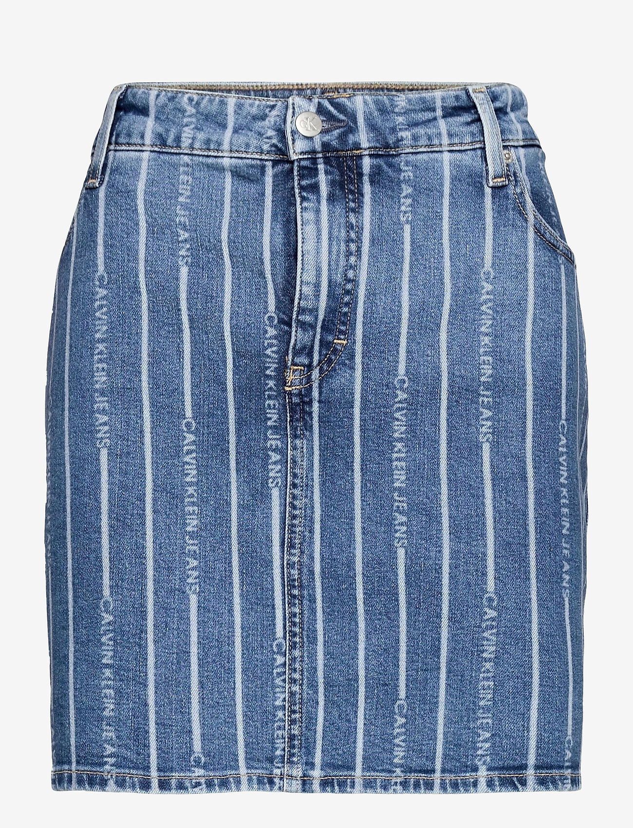 Calvin Klein Jeans - PLUS SIZE - HIGH RISE MINI SKIRT - da149 light blue stripe - 0