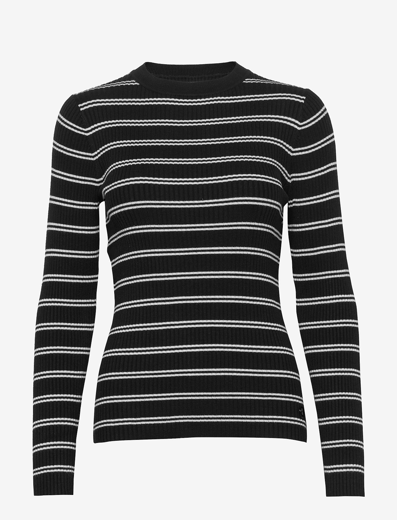 Calvin Klein Jeans - STRIPE RIB SWEATER - ck black / bright white - 0
