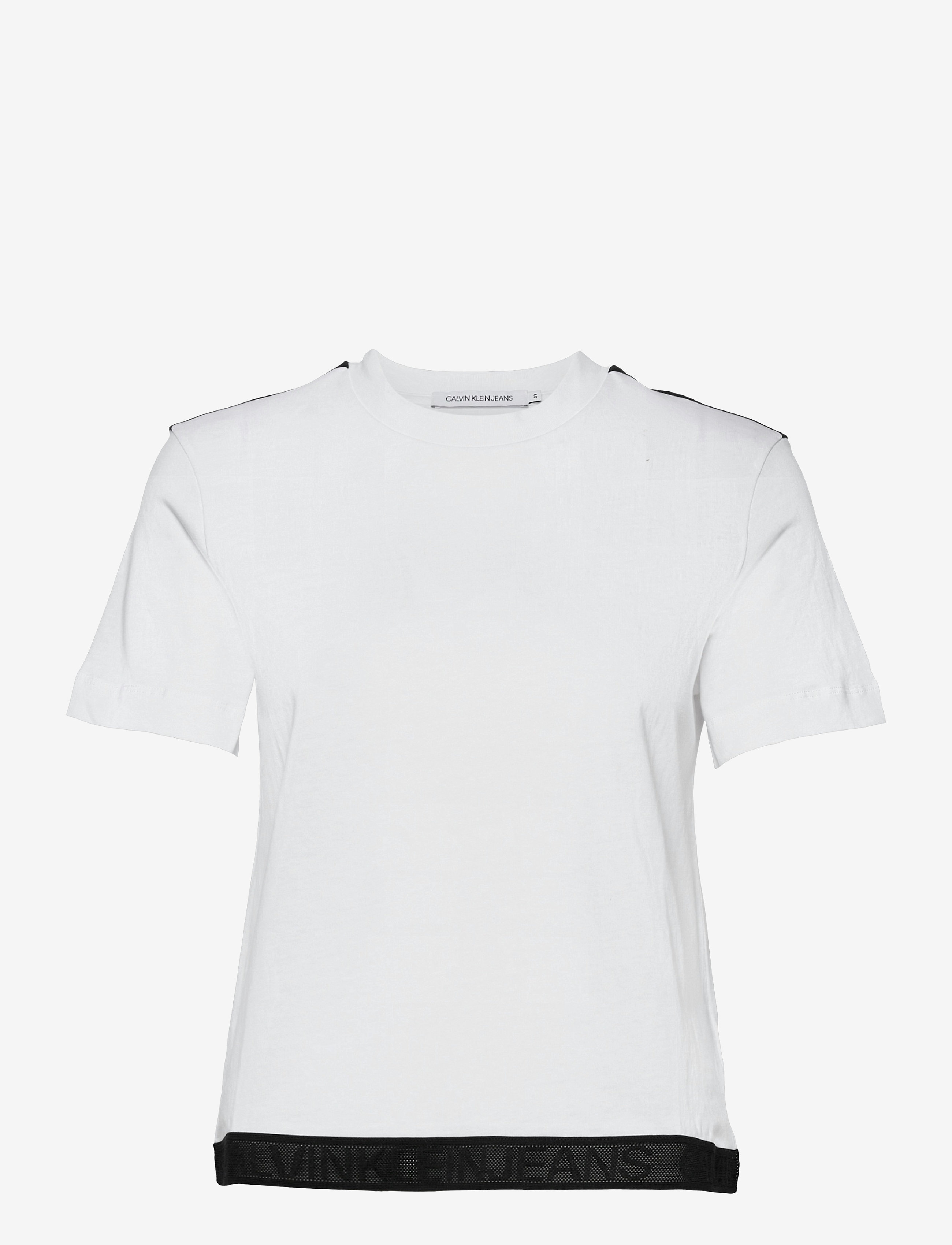 Calvin Klein Jeans - MESH TAPE MODERN STRAIGHT TEE - bright white - 0