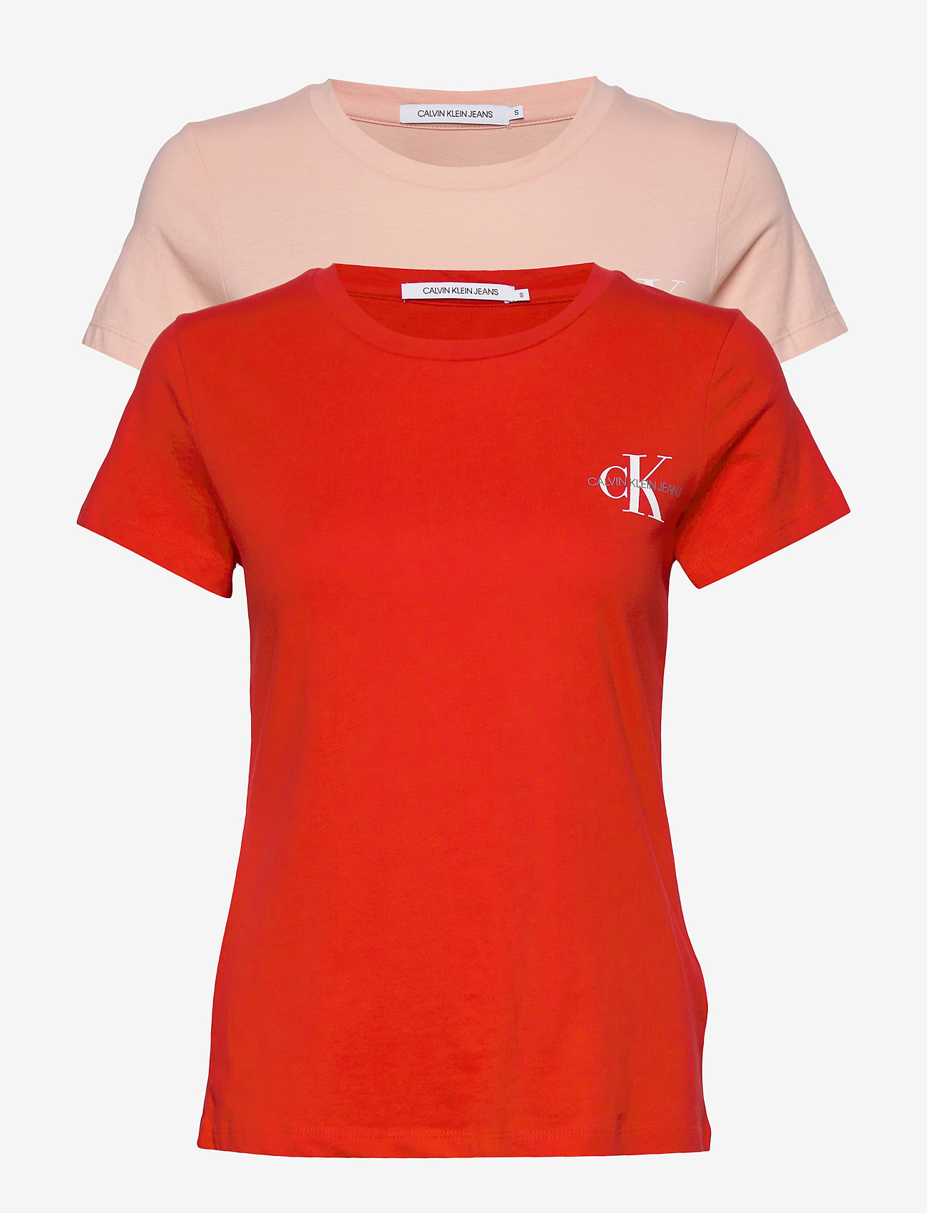 Calvin Klein Jeans - 2-PACK MONOGRAM SLIM TEE - keepsake pink / fiery red - 0