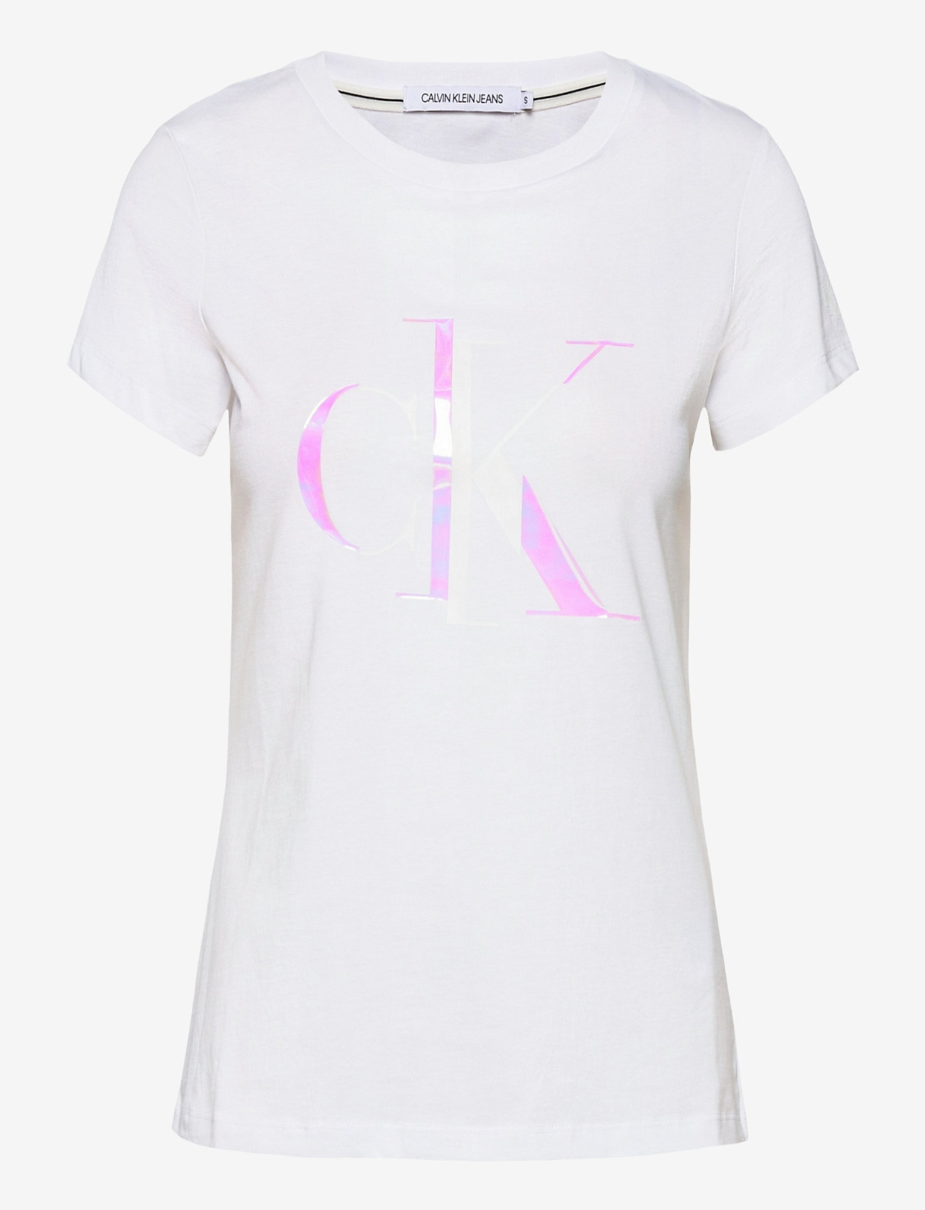 Calvin Klein Jeans - DISTORTED CK IRIDESCENT TEE - bright white - 0