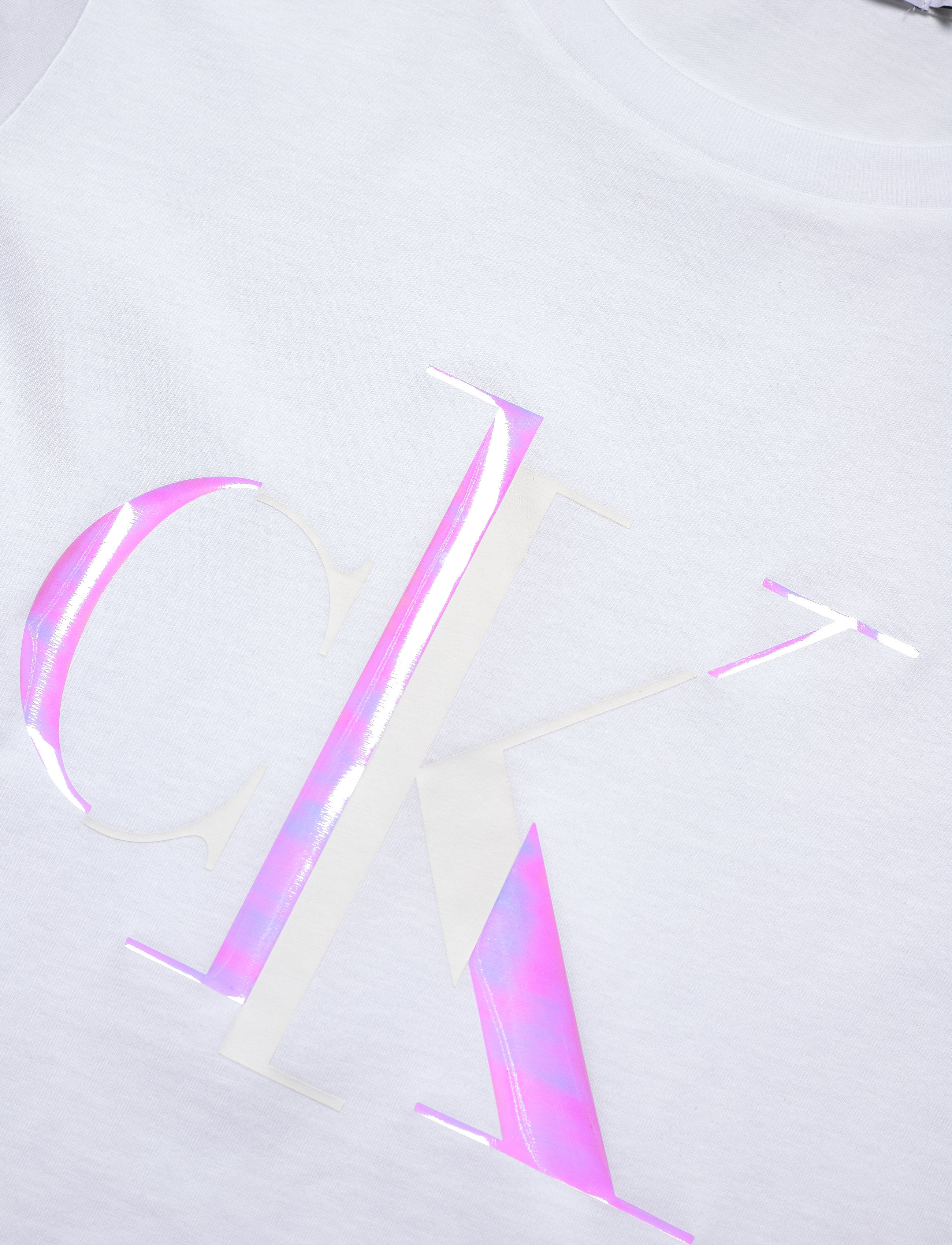 Calvin Klein Jeans - DISTORTED CK IRIDESCENT TEE - bright white - 2