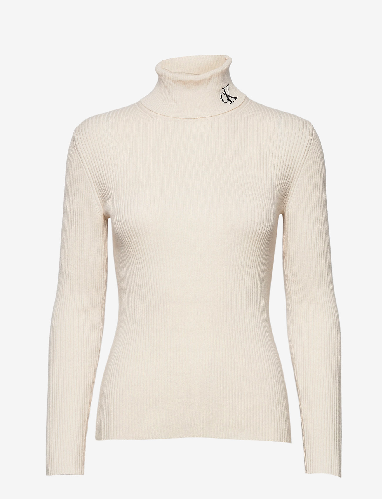 Calvin Klein Jeans - RIB ROLL NECK WITH CK - soft cream / white - 0