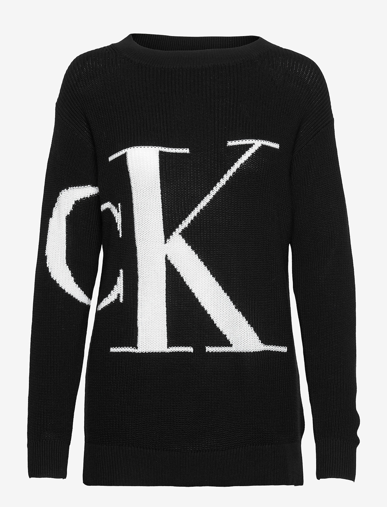 Calvin Klein Jeans - SLICED CK OVERSIZED SWEATER - ck black - 0