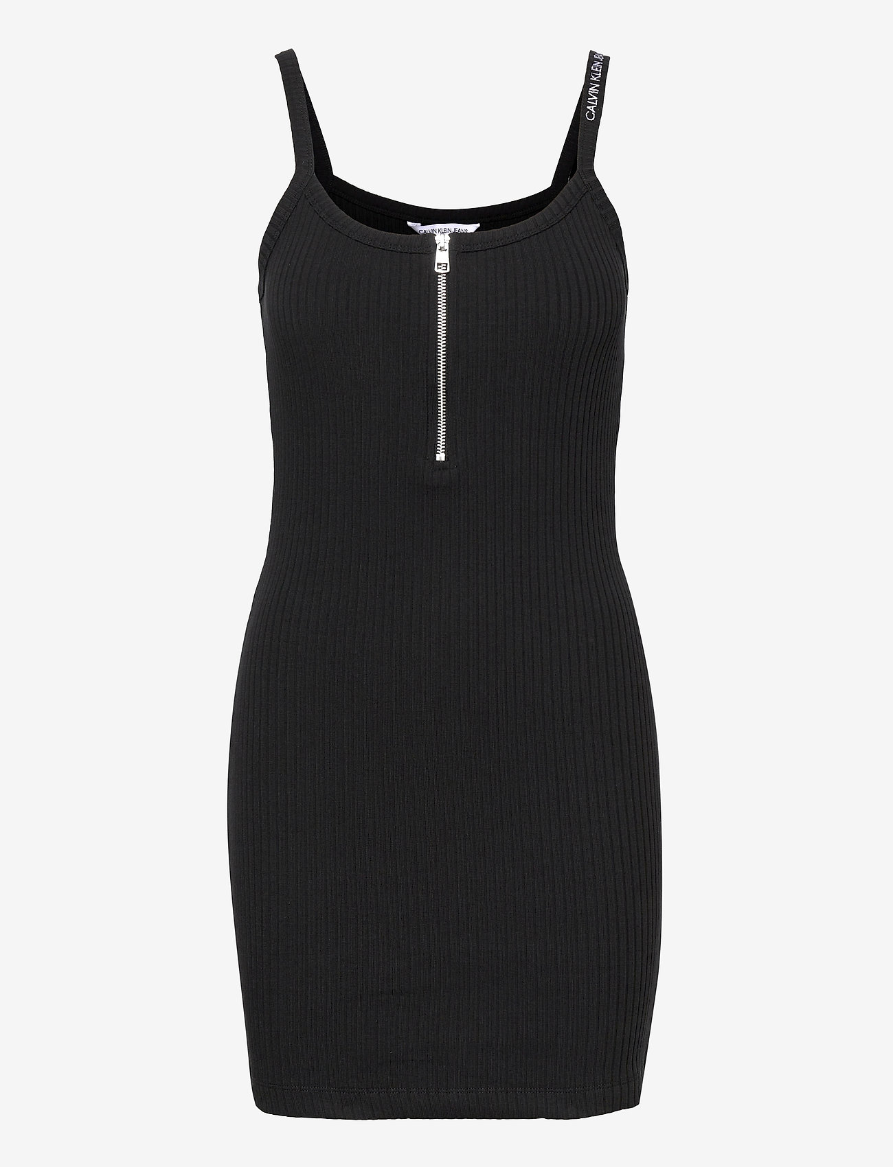 Calvin Klein Jeans - STRAPPY ZIPPER RIB DRESS - ck black - 0