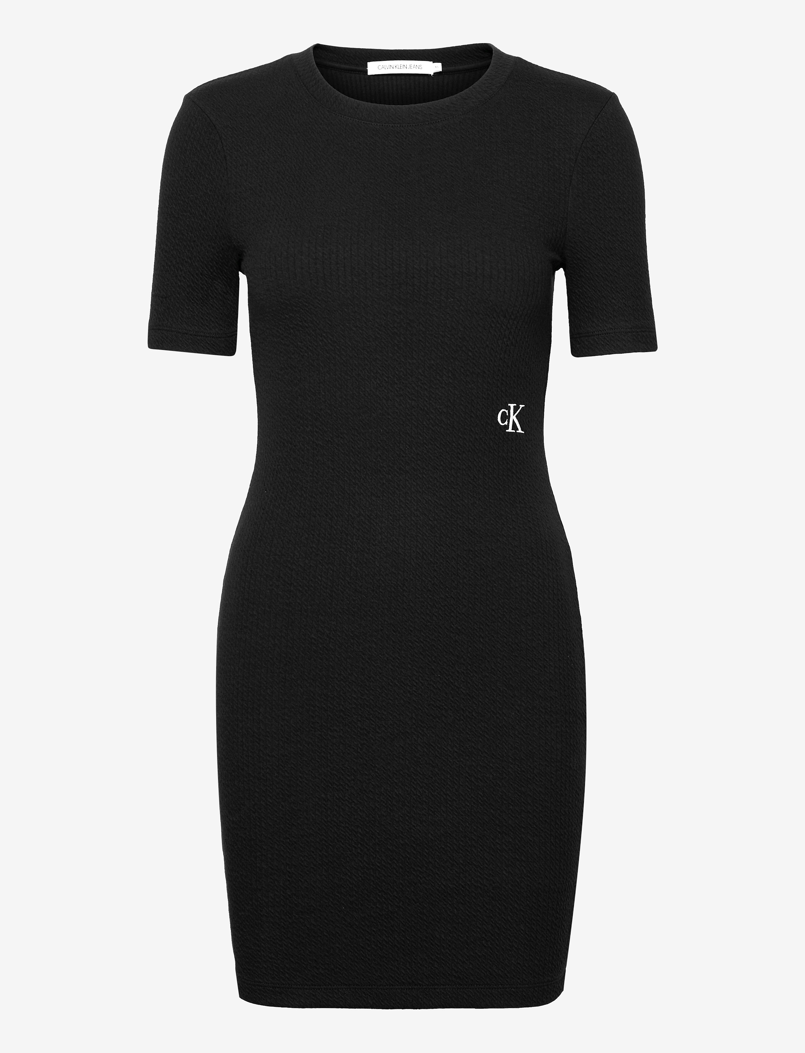 Calvin Klein Jeans - SLUB RIB 3/4 SLEEVES DRESS - ck black - 0