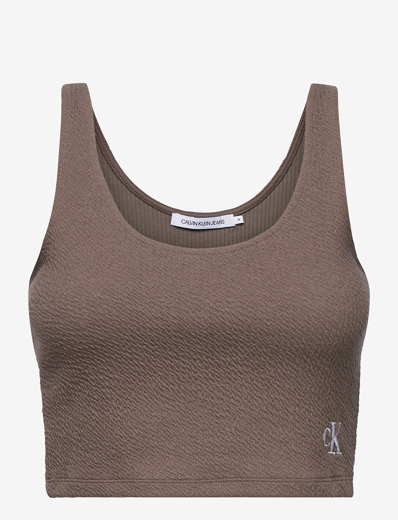 Calvin Klein Jeans - SLUB RIB CROPPED STRAPPY TOP - dusty brown - 0