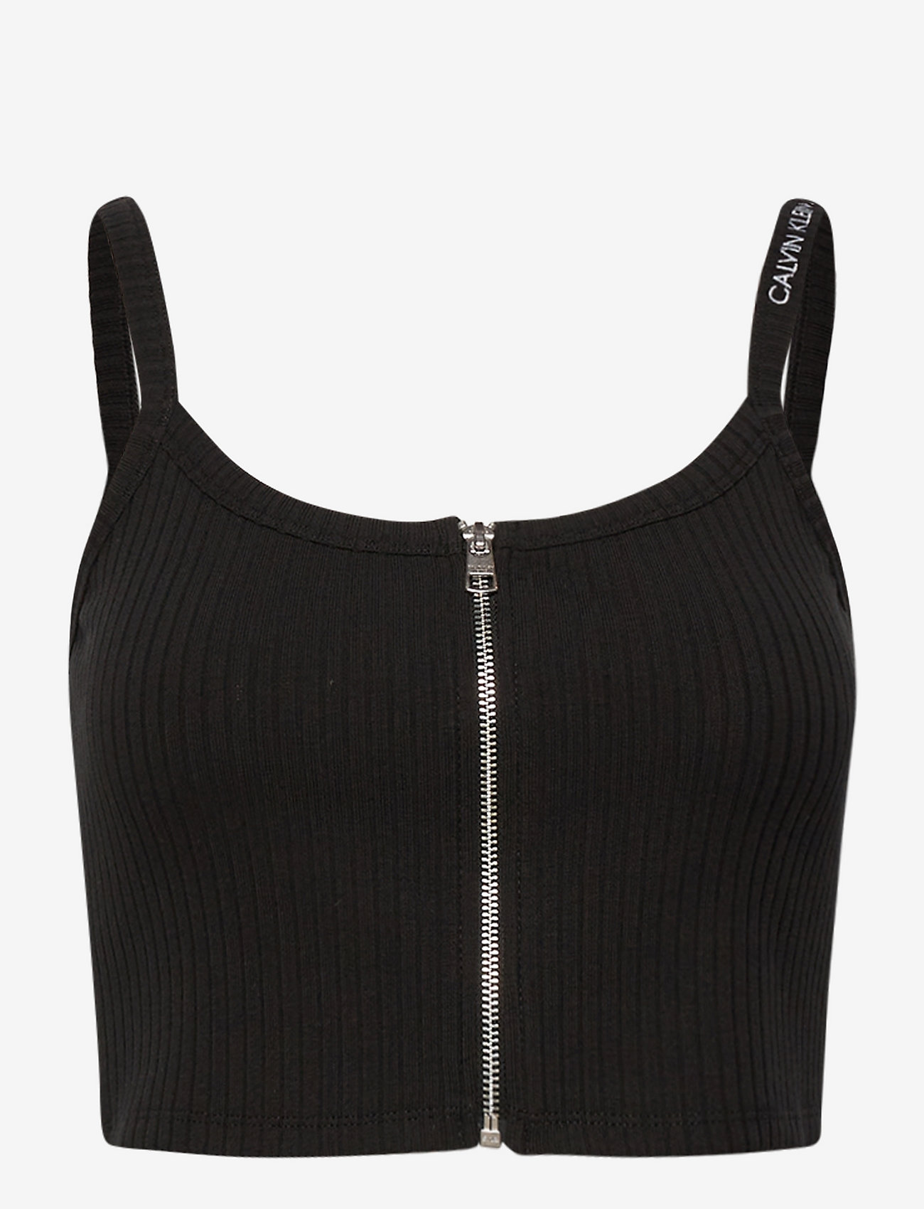 Calvin Klein Jeans - STRAPPY ZIPPER RIB TOP - ck black - 0