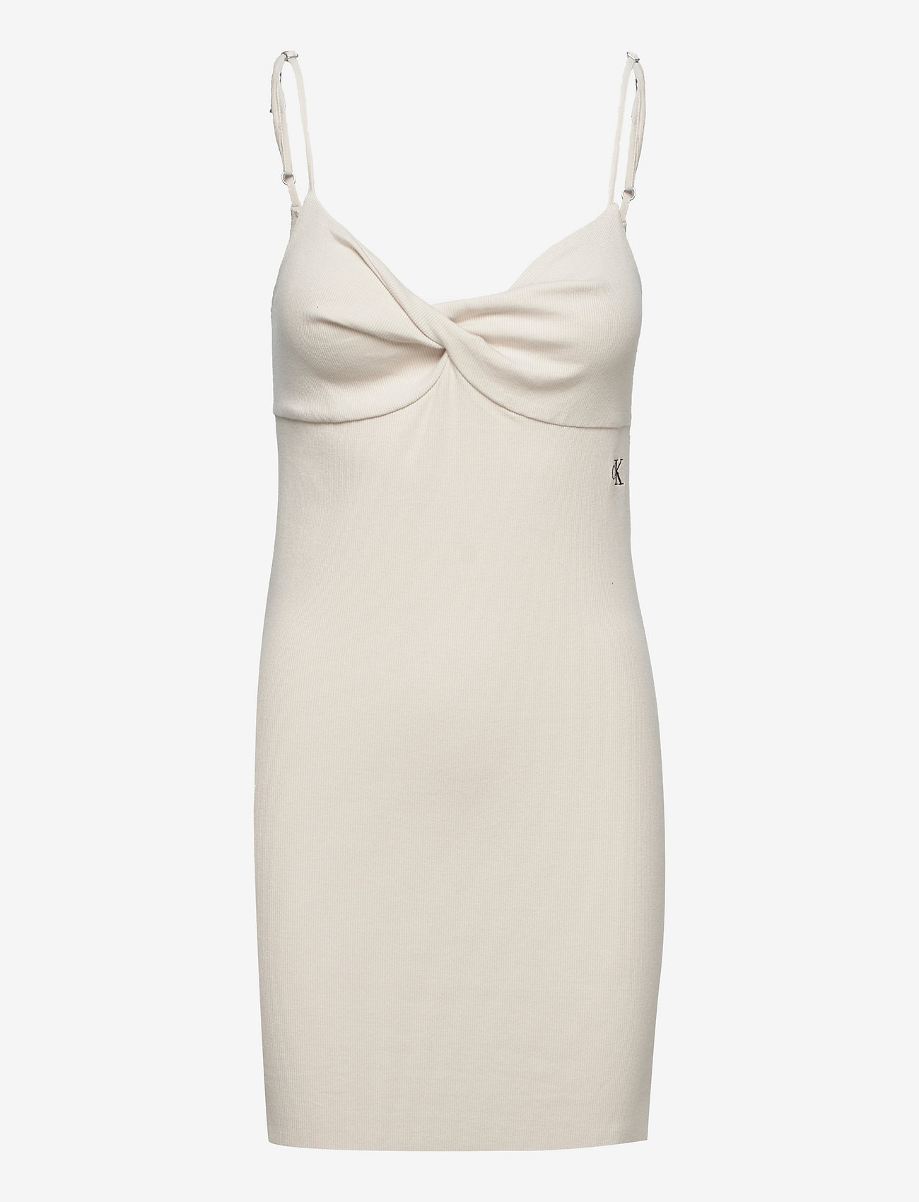 Calvin Klein Jeans - STRAPPY TWISTED RIB DRESS - eggshell - 0