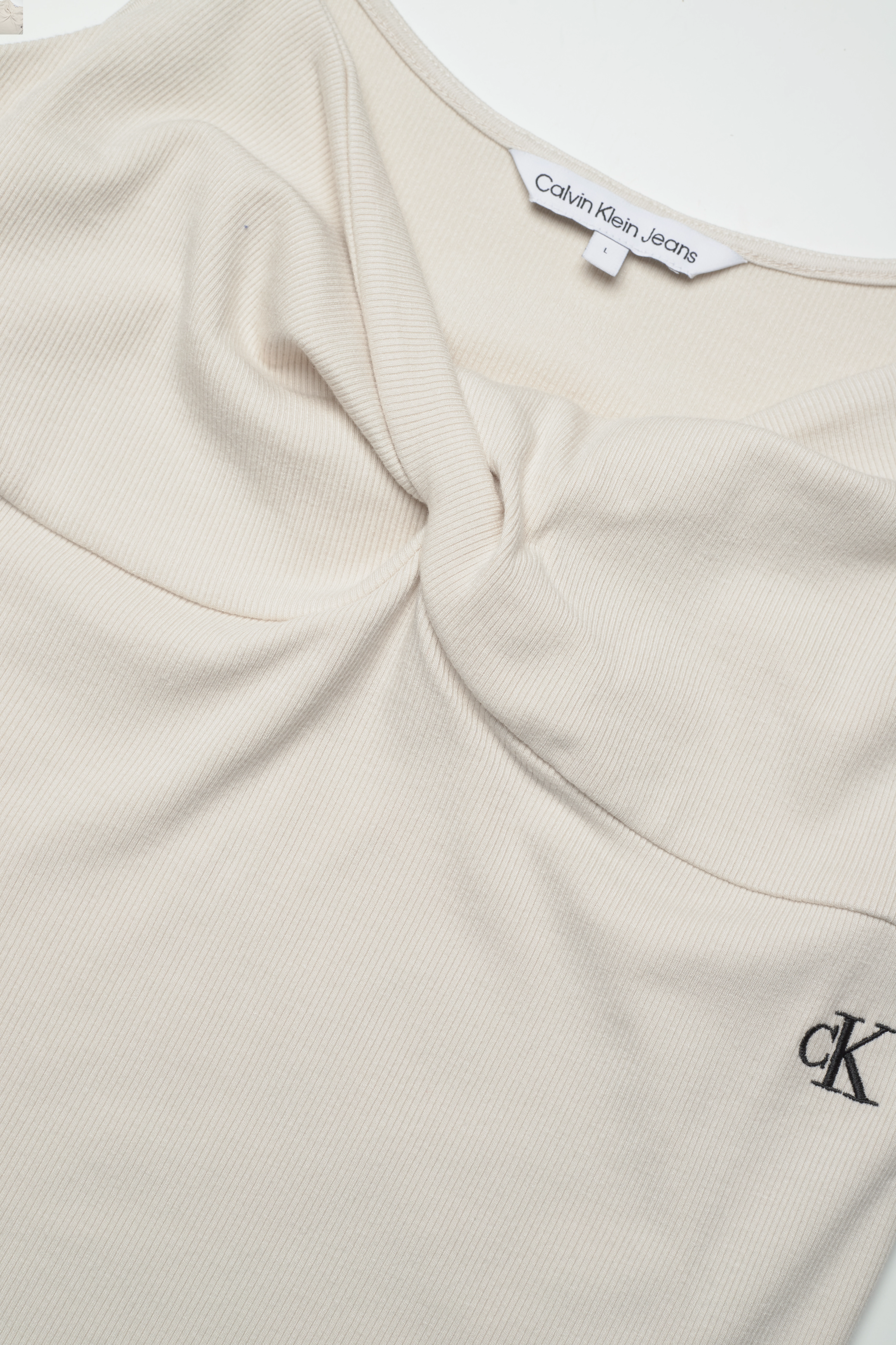 Calvin Klein Jeans - STRAPPY TWISTED RIB DRESS - eggshell - 2