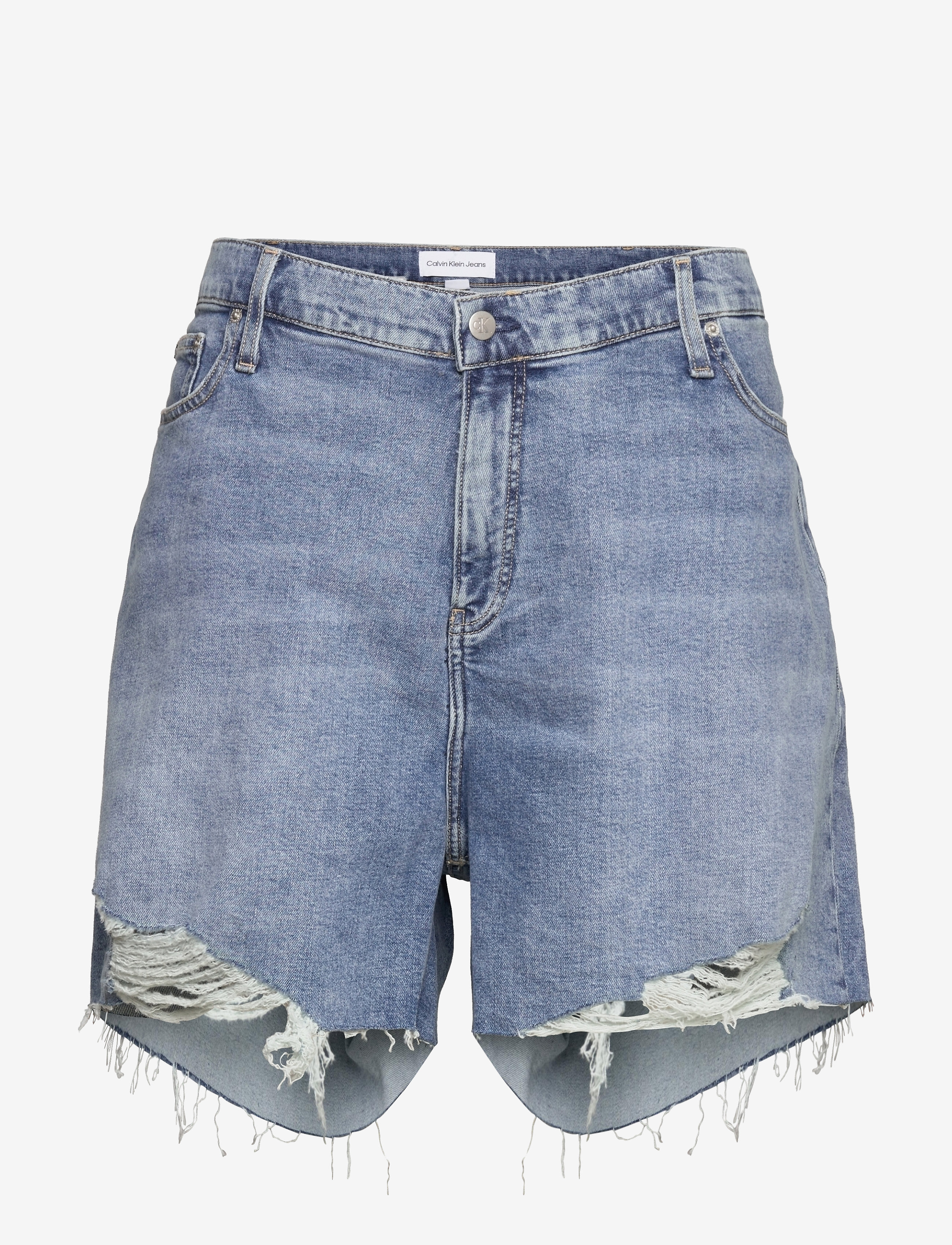 Calvin Klein Jeans MOM SHORT PLUS - Riided - DENIM MEDIUM / blue
