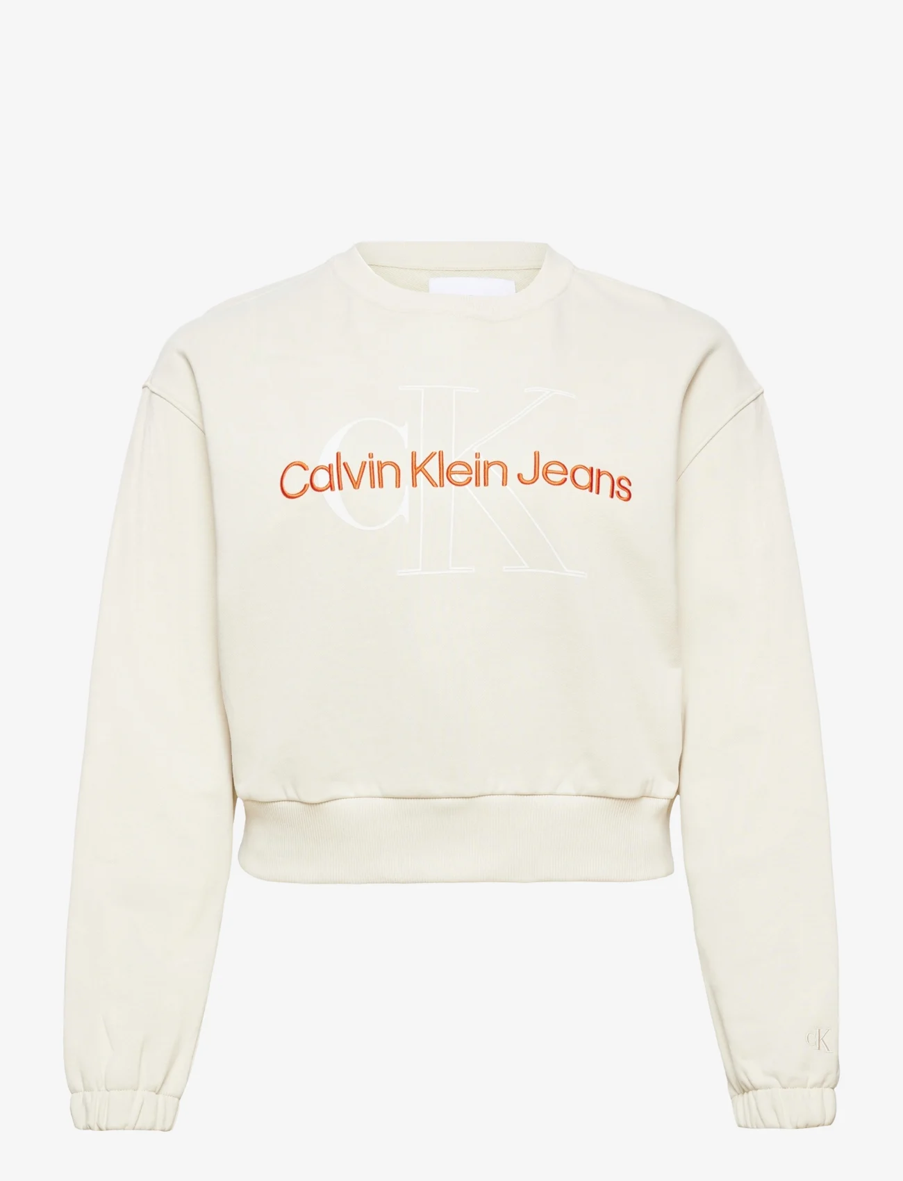 Calvin Klein Jeans - PLUS TWO TONE MONOGRAM CREW NECK - kvinnor - eggshell - 0