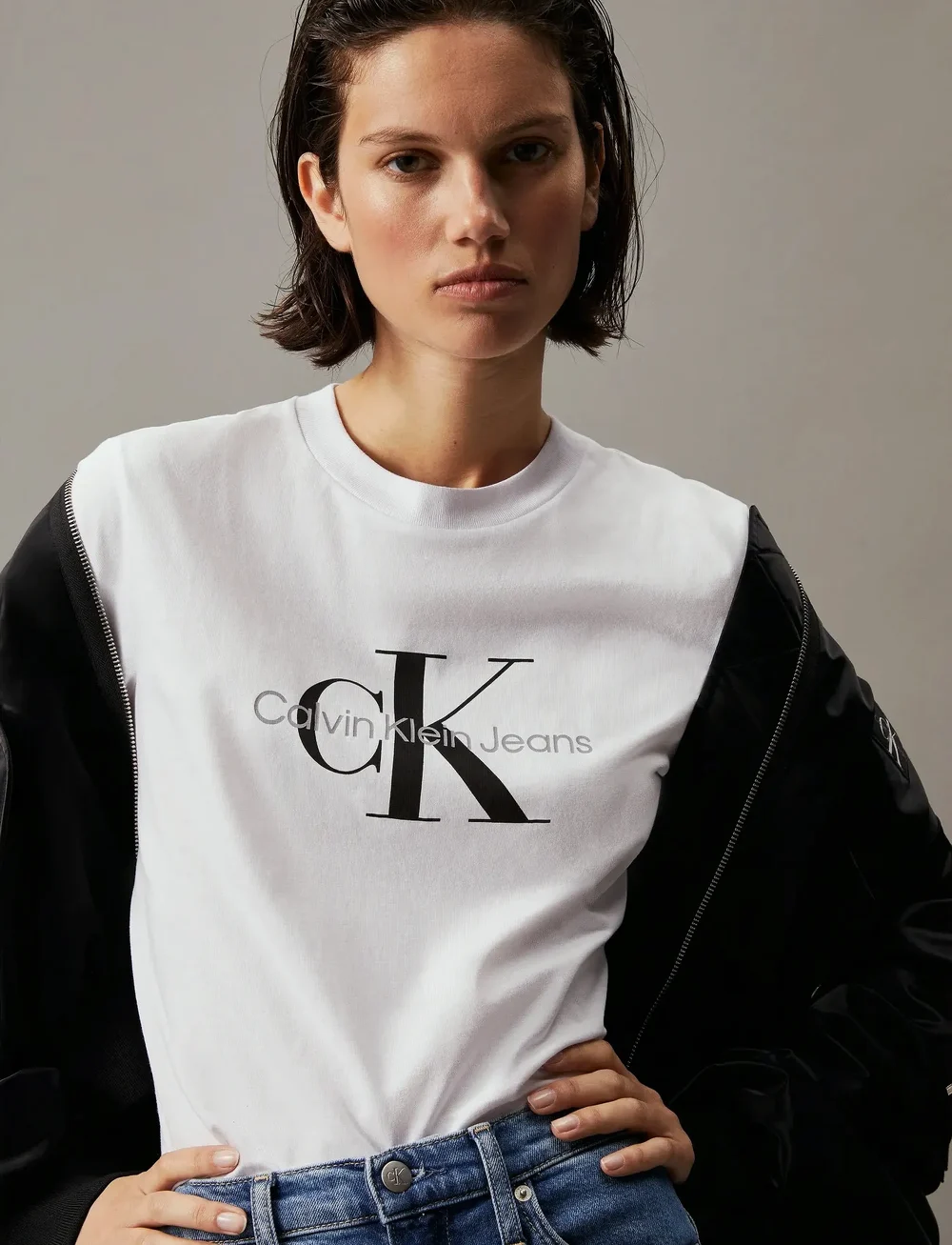 Calvin klein plain top white t shirt women's