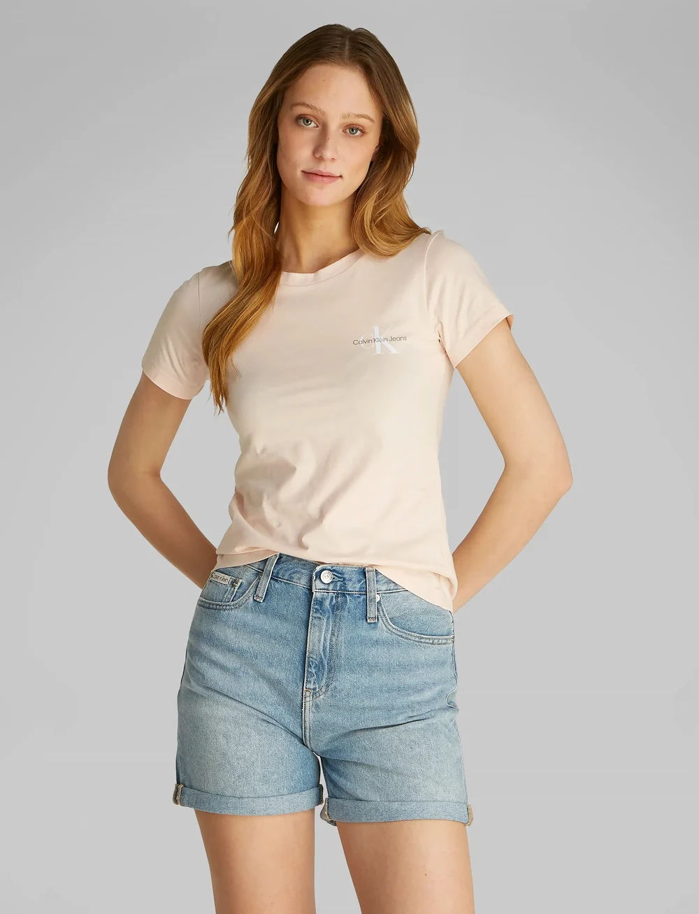 Calvin Klein Jeans - 2-PACK MONOLOGO SLIM TEE - t-shirts - silver peony / brilliant white - 0