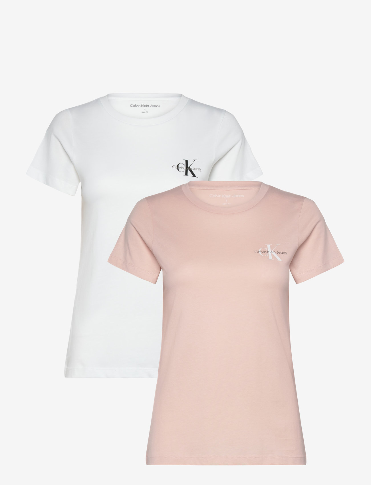 Calvin Klein Jeans - 2-PACK MONOLOGO SLIM TEE - peach whip / bright white - 0