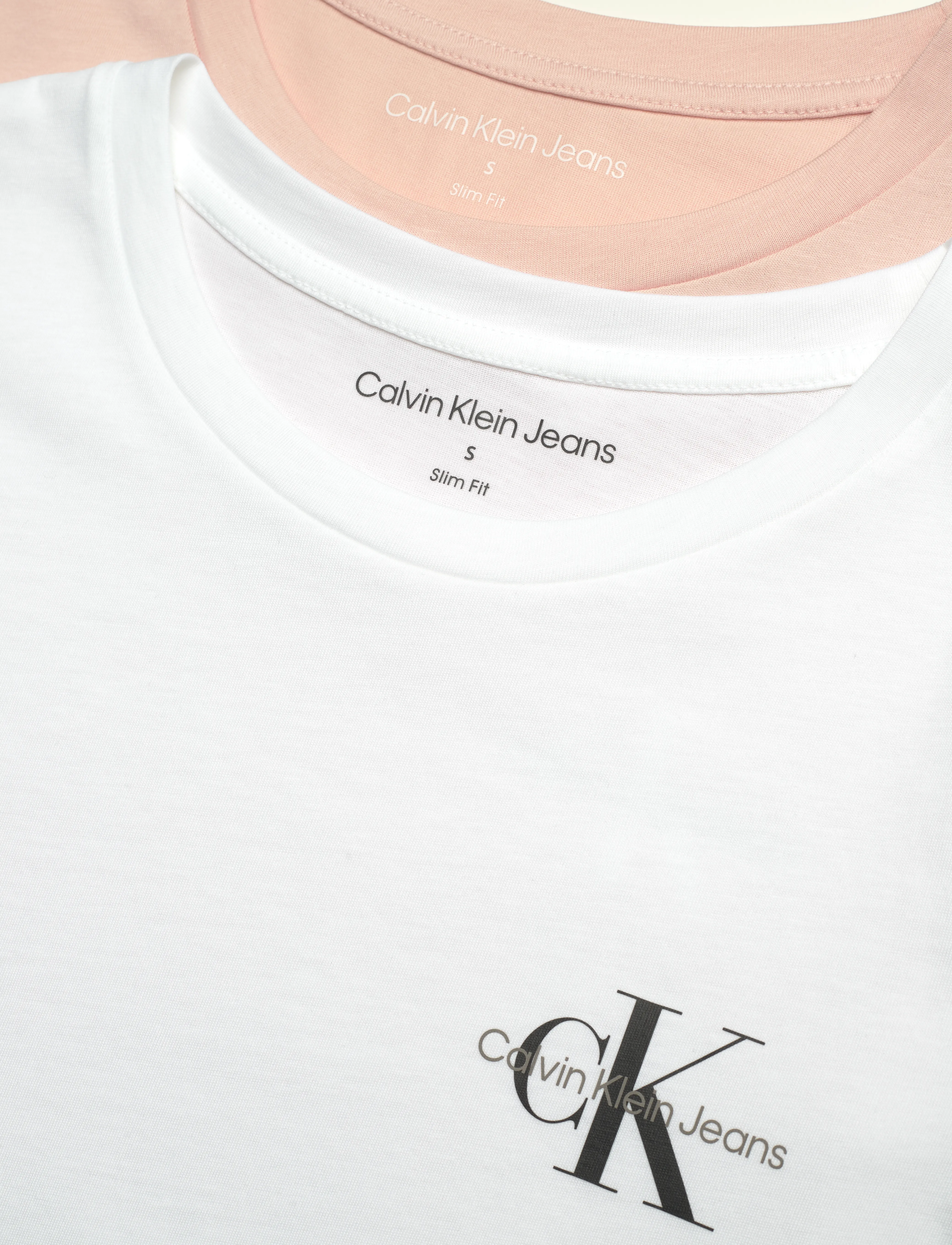 Calvin Klein Jeans - 2-PACK MONOLOGO SLIM TEE - peach whip / bright white - 1