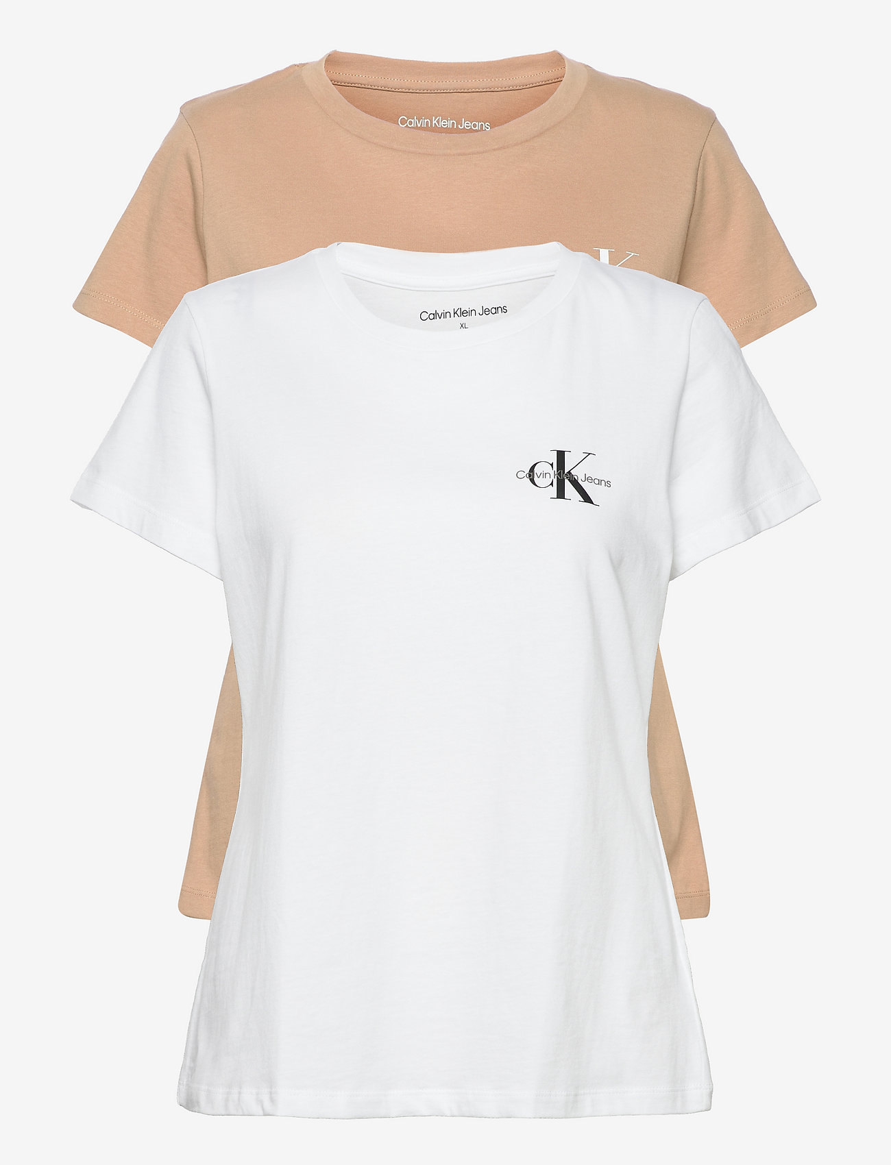 Calvin Klein Jeans - 2-PACK MONOLOGO SLIM TEE - tawny sand/bright white - 0
