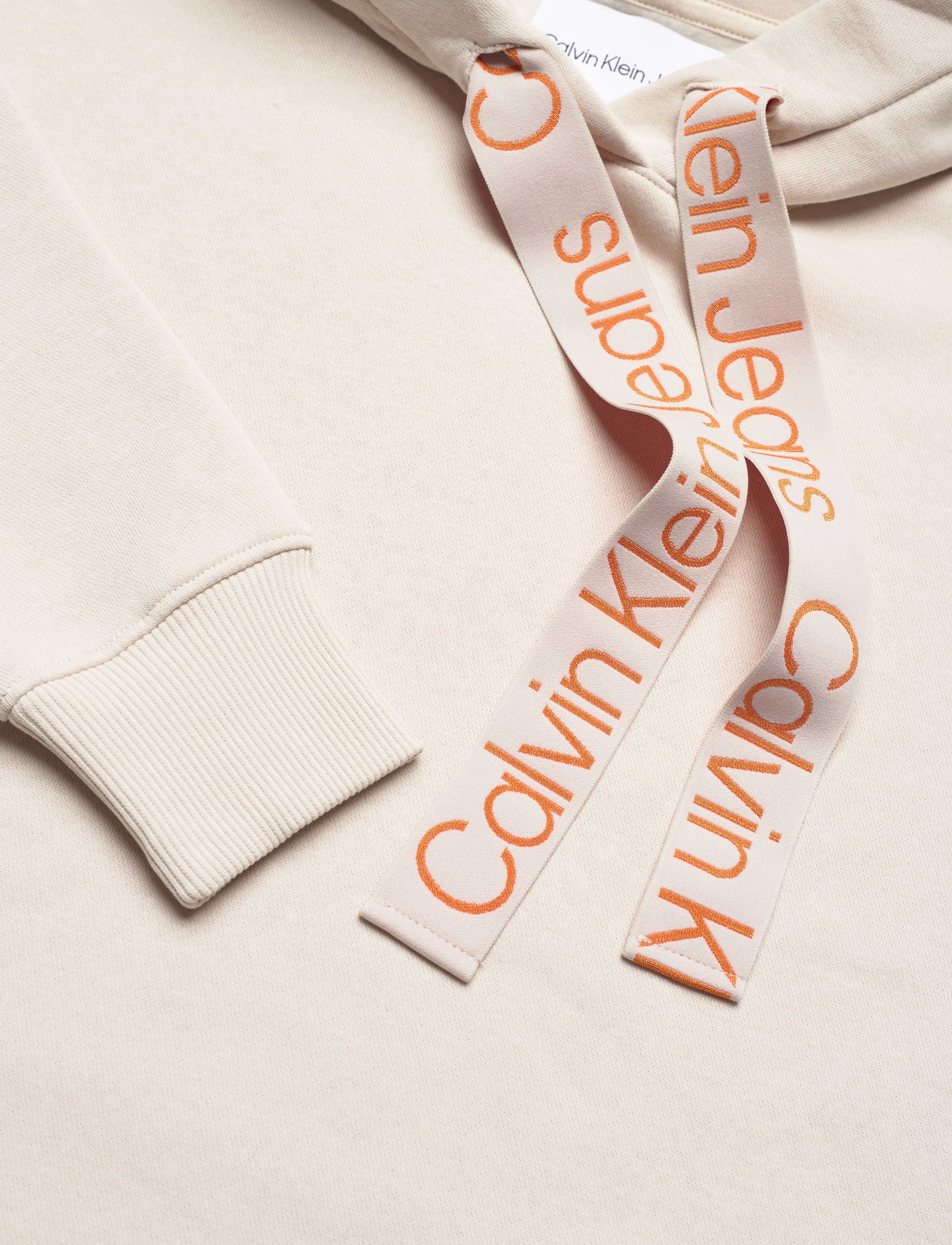Calvin Klein Jeans - CONTRAST DRAWCORDS HOODIE - eggshell/ coral orange - 2