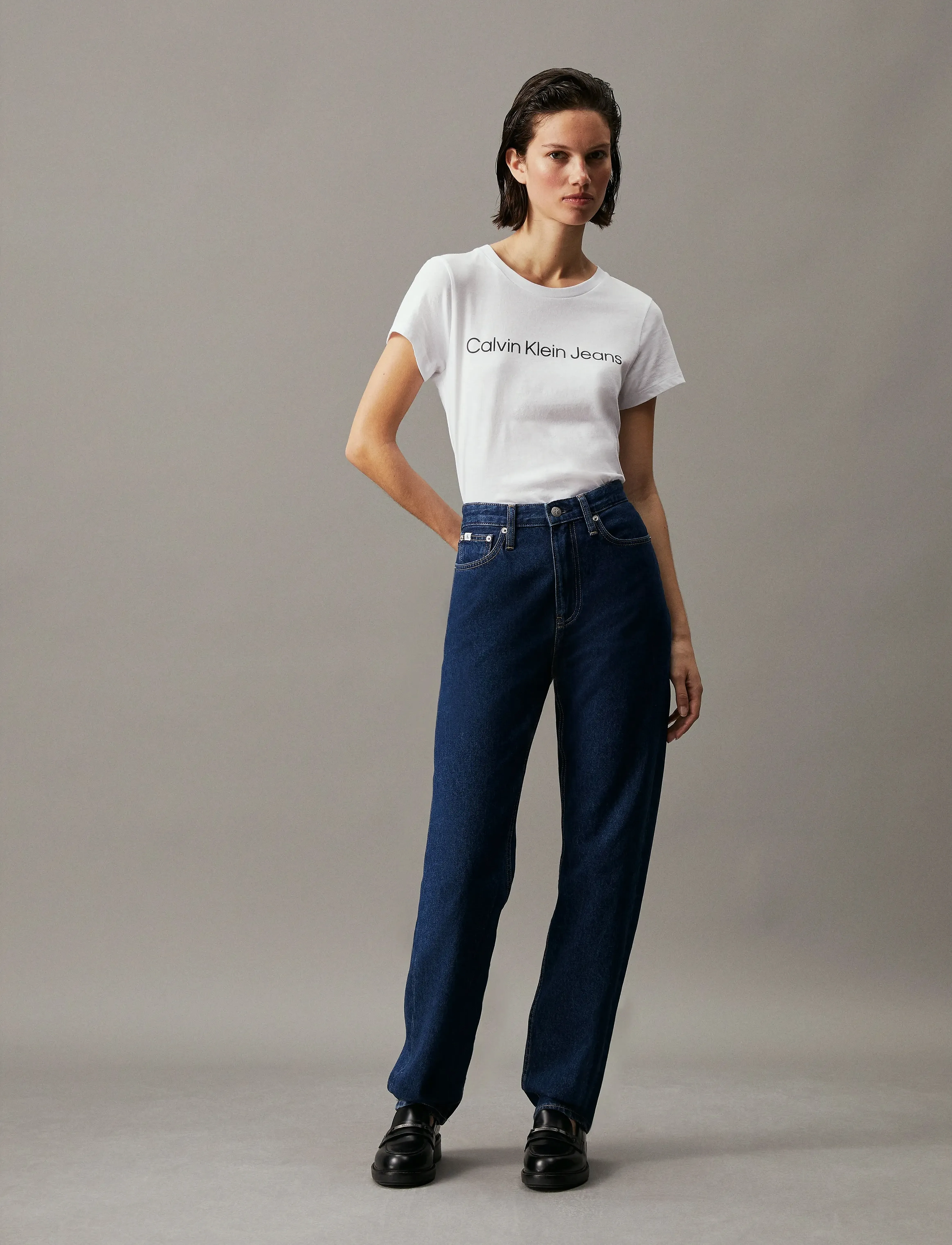 Calvin Klein Jeans CORE INSTIT LOGO SLIM FIT TEE - Kleidung - BRIGHT WHITE / white