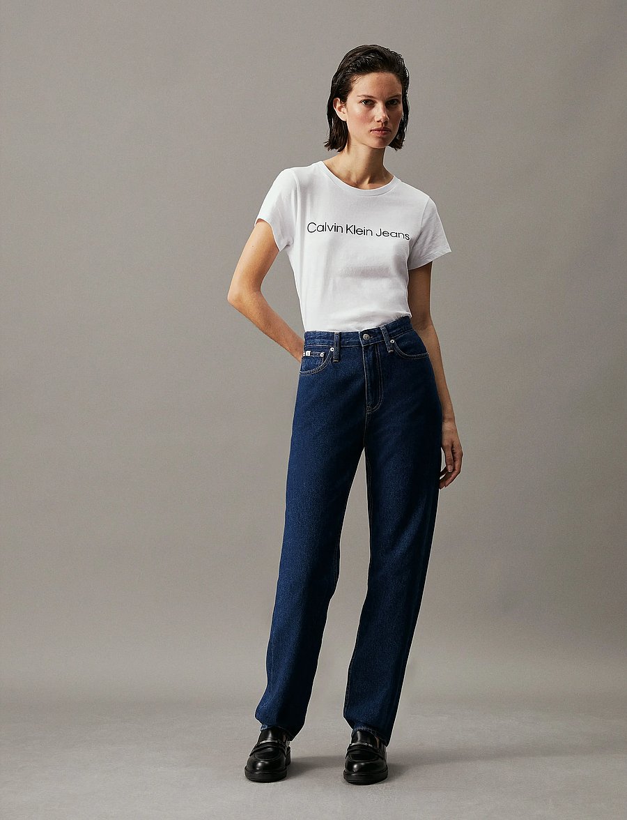 Calvin Klein Jeans - CORE INSTIT LOGO SLIM FIT TEE - t-shirts - bright white - 0