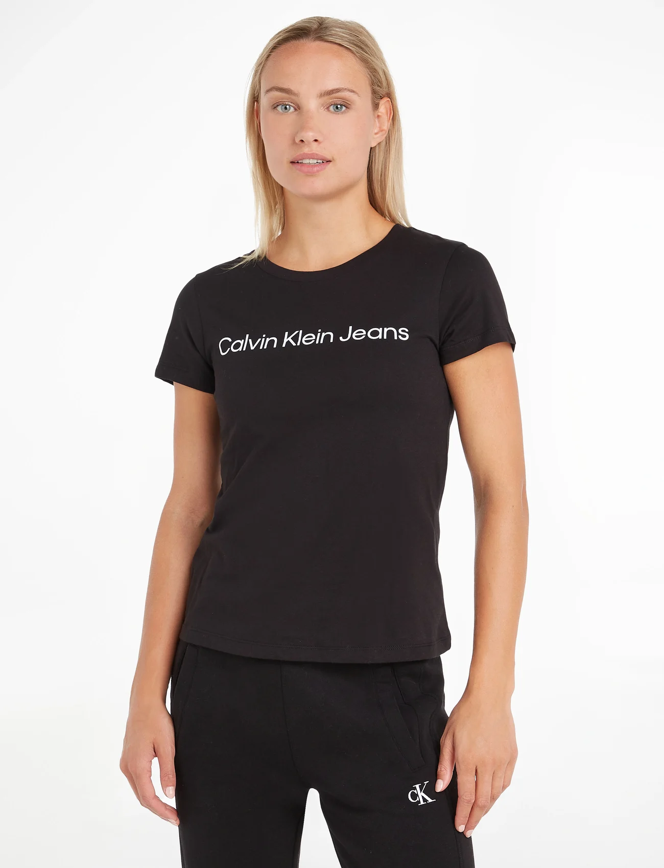 Calvin Klein Jeans - CORE INSTIT LOGO SLIM FIT TEE - t-shirts - ck black - 0
