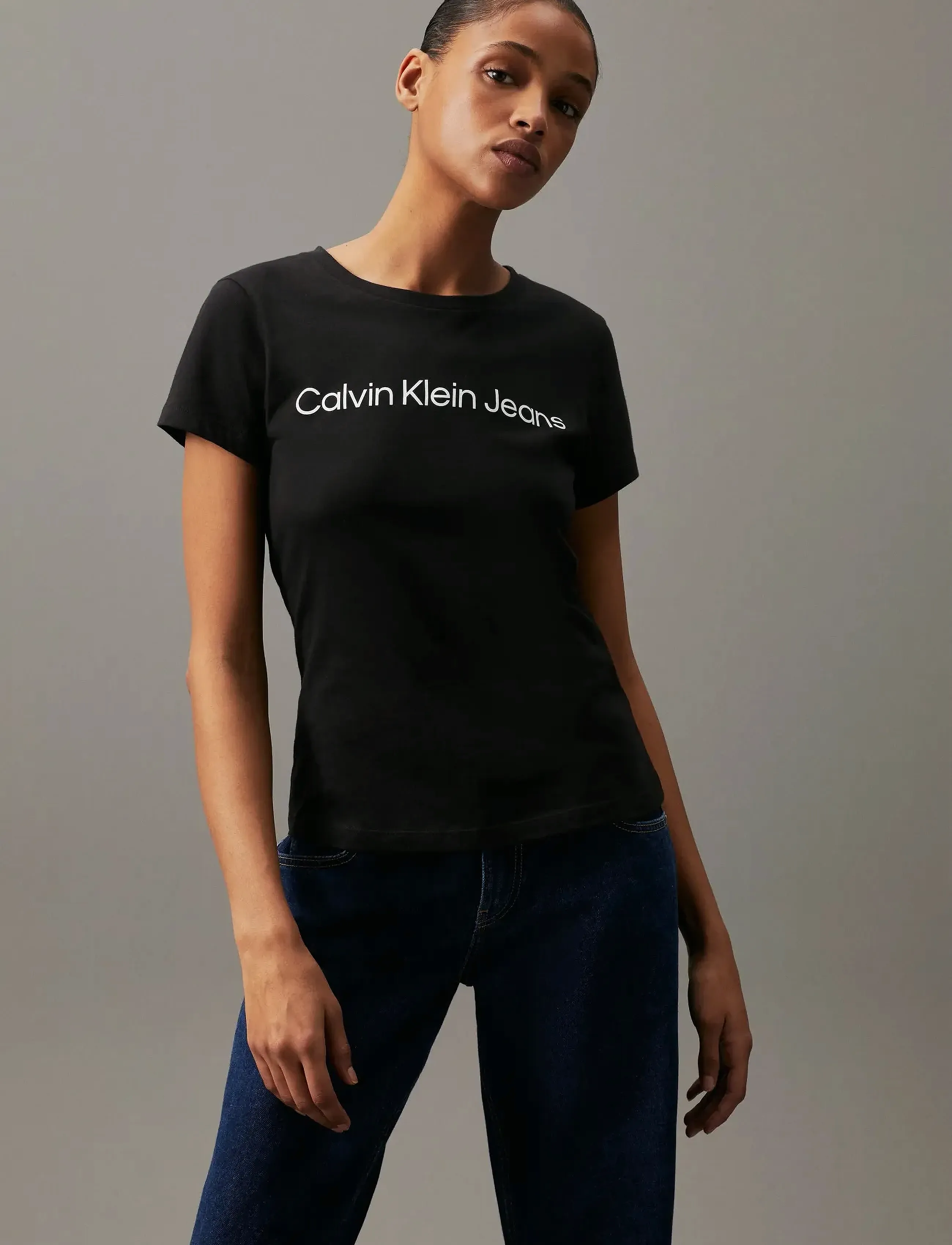 Calvin Klein Jeans - CORE INSTIT LOGO SLIM FIT TEE - t-shirts - ck black - 4
