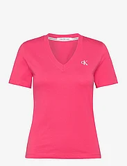 Calvin Klein Jeans - MICRO MONOLOGO SLIM V-NECK TEE - die niedrigsten preise - pink flash - 0