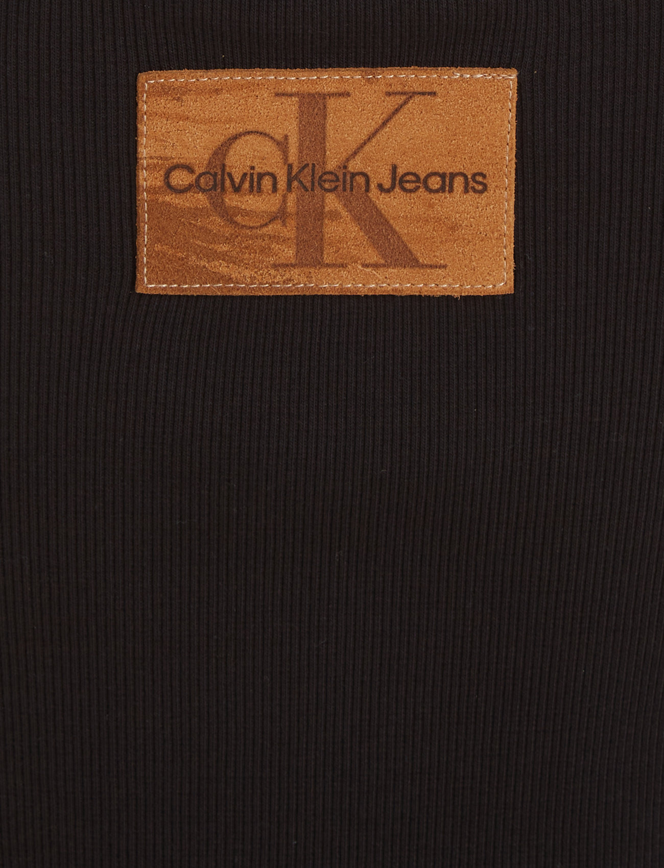 Calvin Klein Jeans - LEATHER PATCH RIB LONG DRESS - ck black - 5