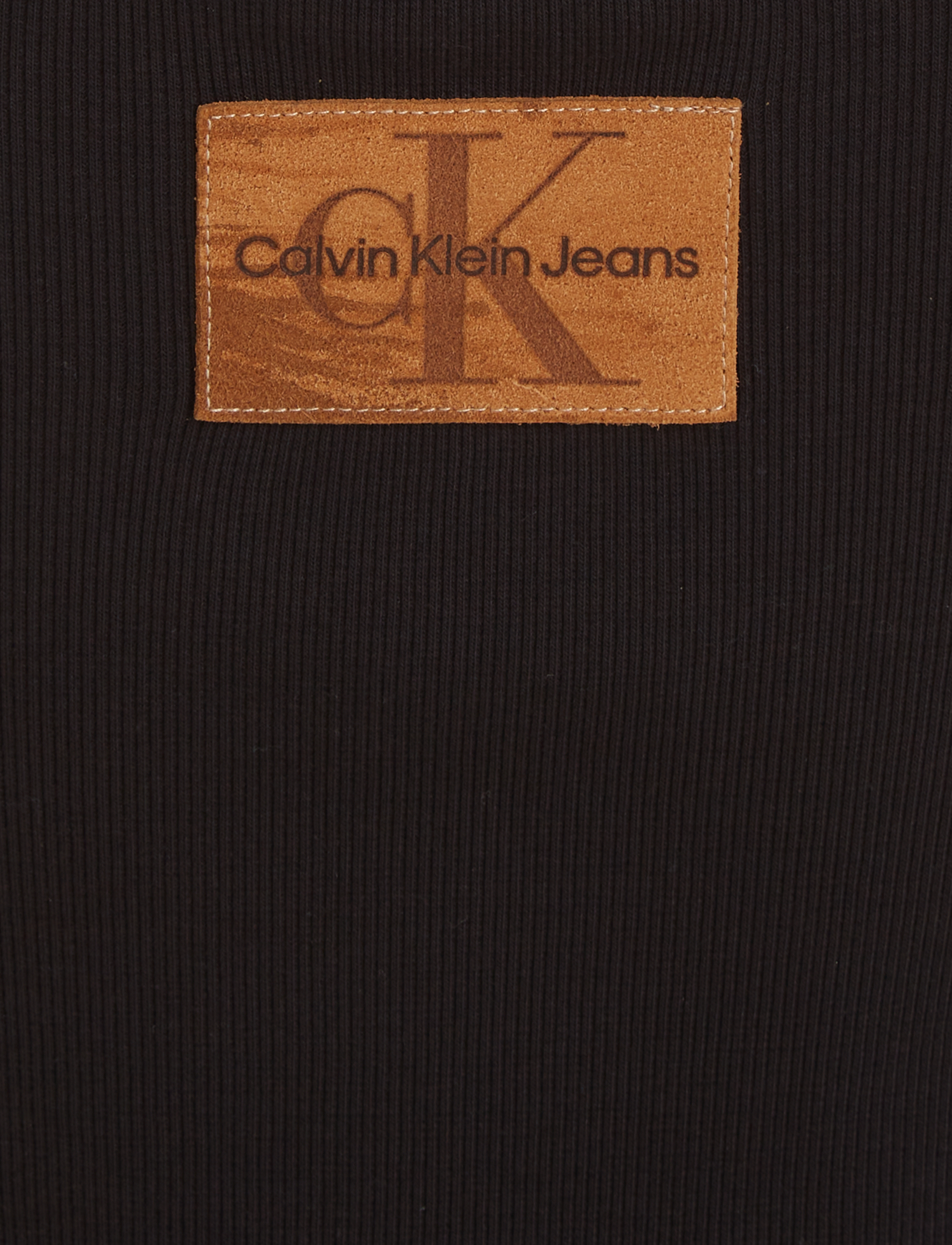 Calvin Klein Jeans - LEATHER PATCH RIB LONG DRESS - ck black - 5