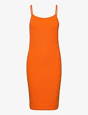 Calvin Klein Jeans - SLUB RIB STRAPPY DRESS - t-shirt dresses - vibrant orange - 0