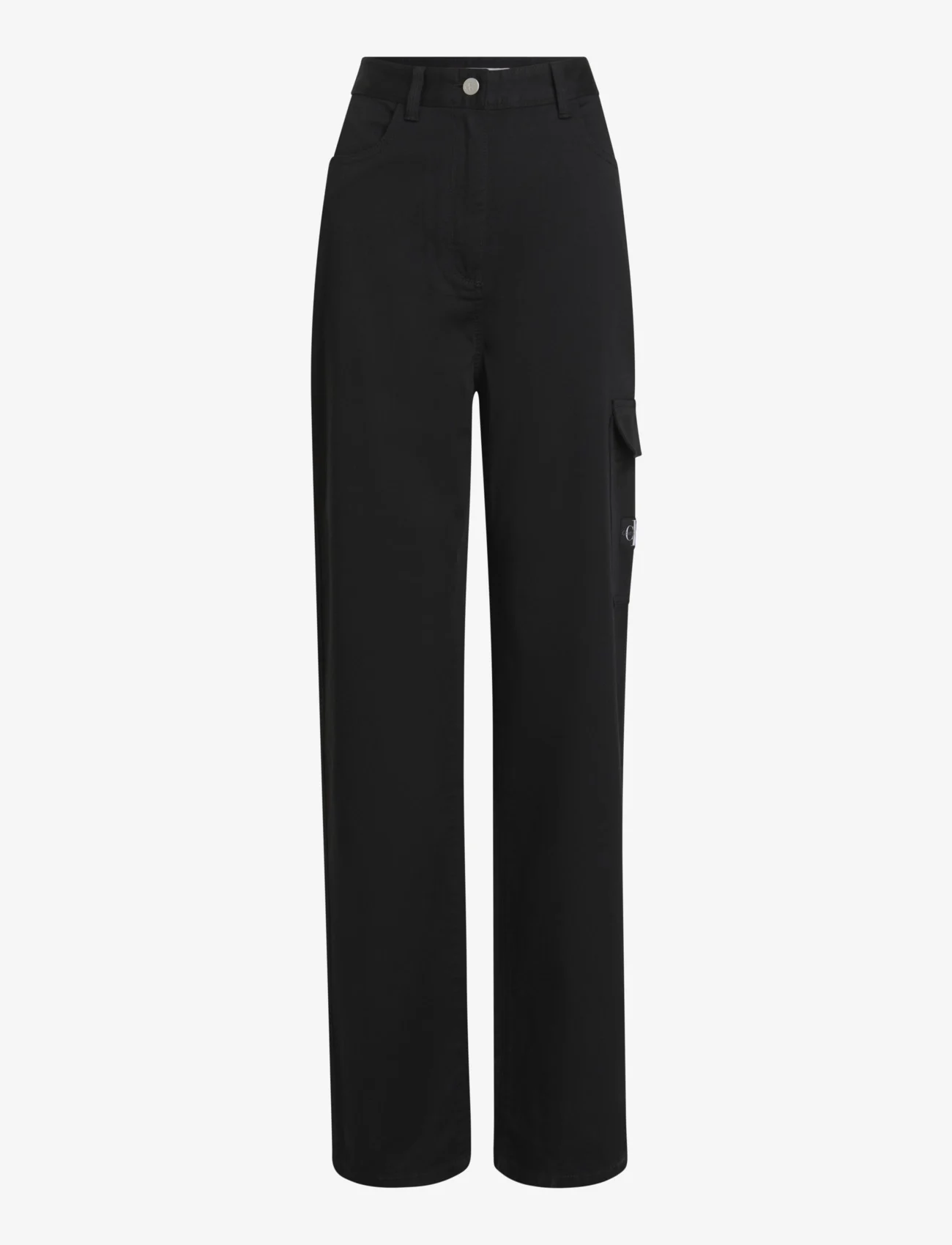 Calvin Klein Jeans - STRETCH TWILL HIGH RISE STRAIGHT - spodnie cargo - ck black - 0