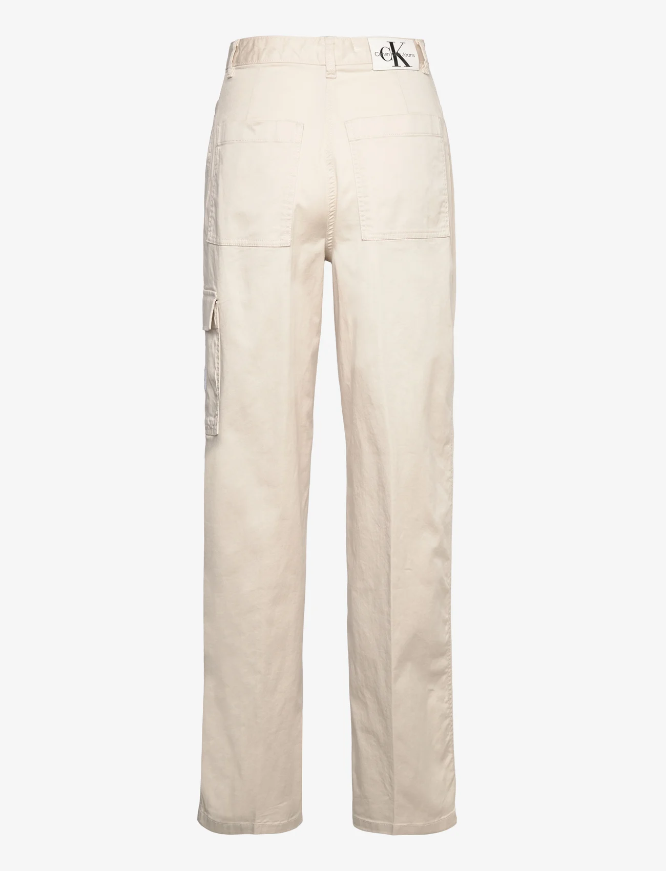 Calvin Klein Jeans - STRETCH TWILL HIGH RISE STRAIGHT - cargo pants - eggshell - 1