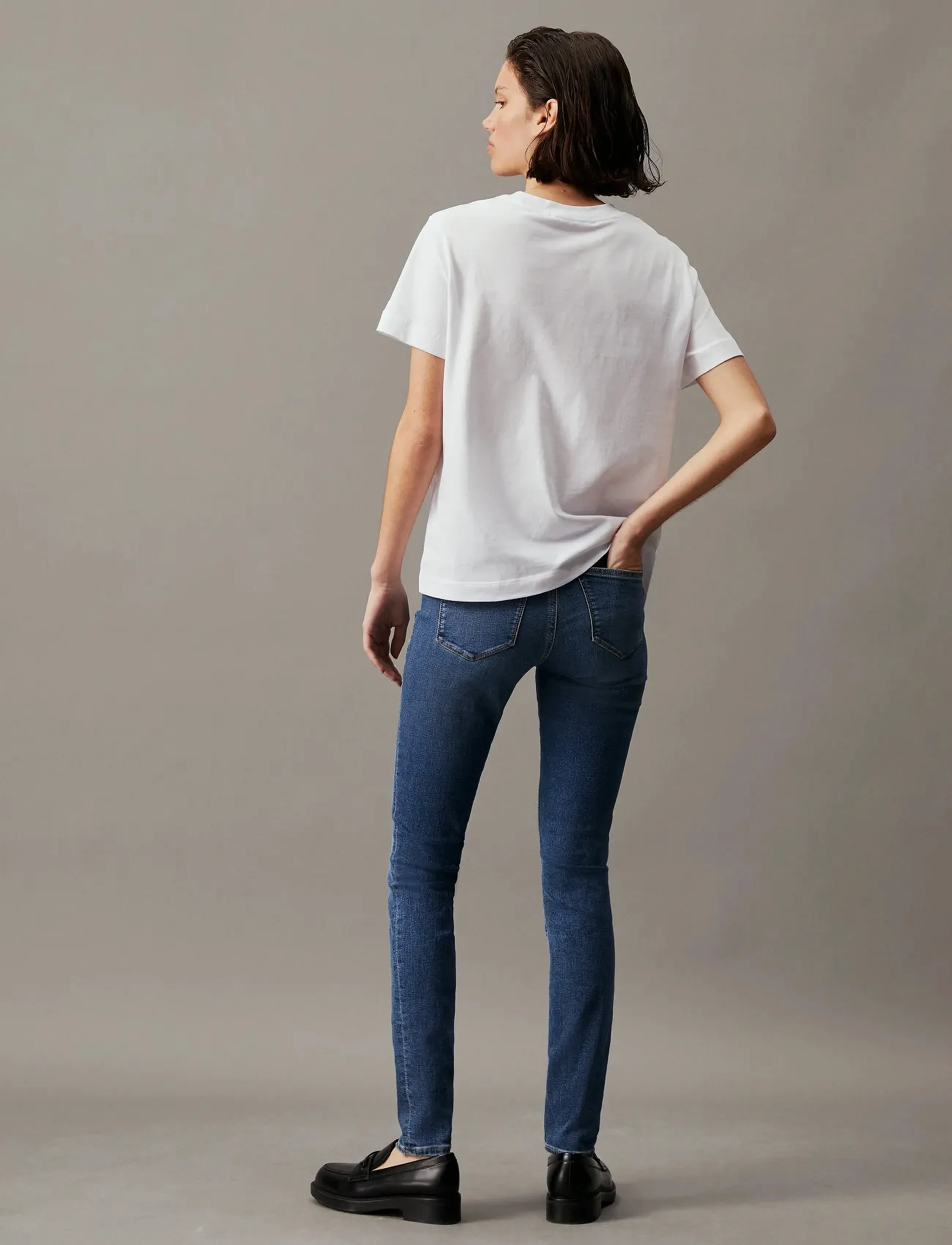 Calvin Klein Jeans - MID RISE SKINNY - liibuvad teksad - denim dark - 5