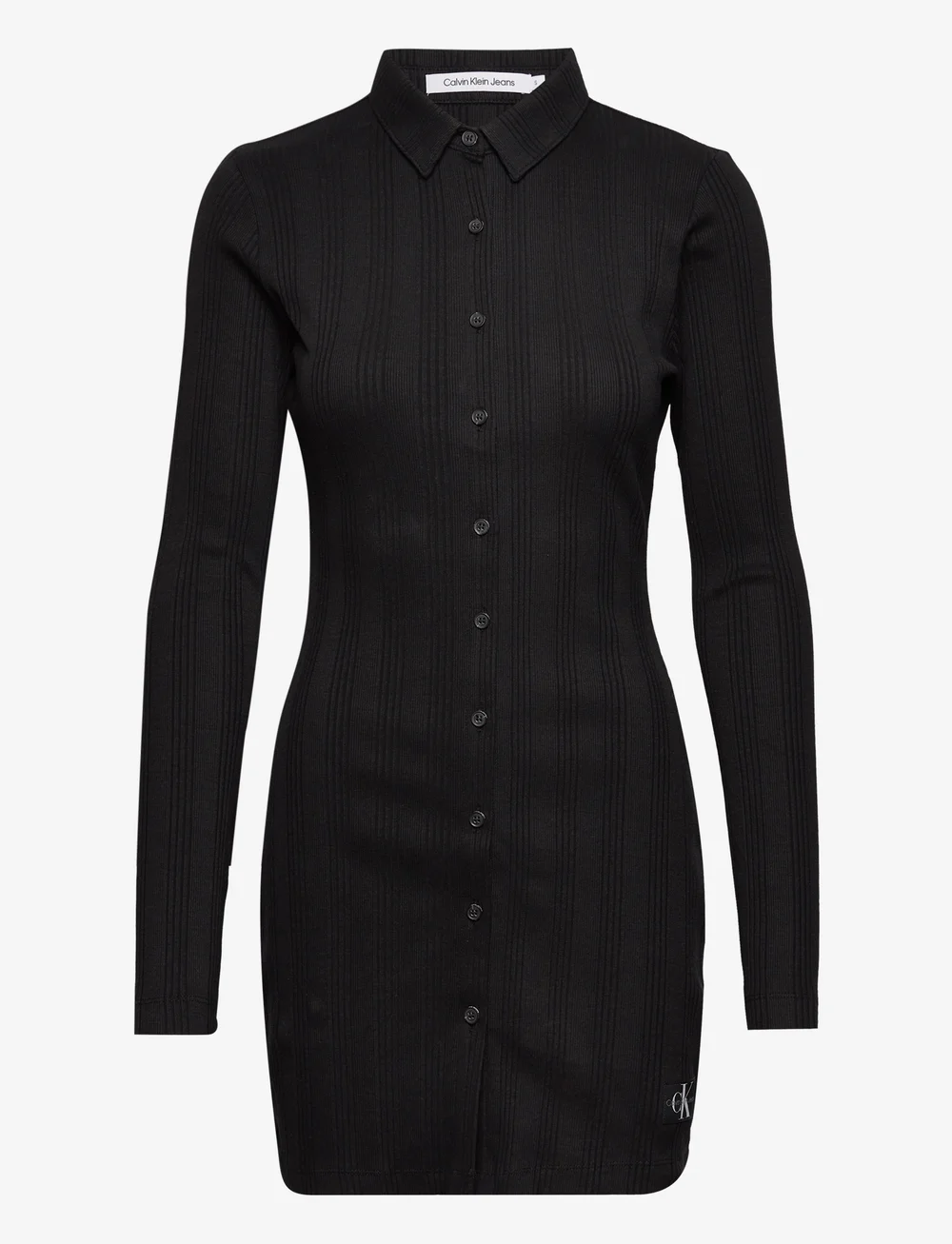Calvin Klein Jeans Badge Elongated Rib Shirt Dress Short Dresses