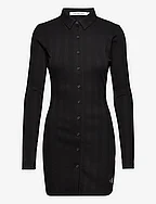 Calvin Klein Jeans Badge Elongated Rib Shirt Dress - Short Dresses