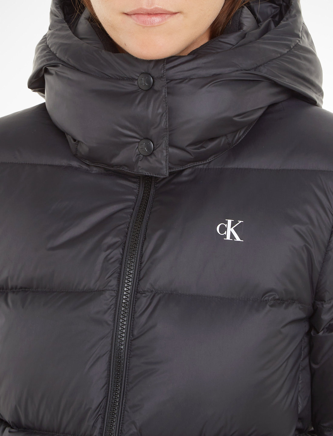 Calvin klein women's down sales puffer short coat with hood