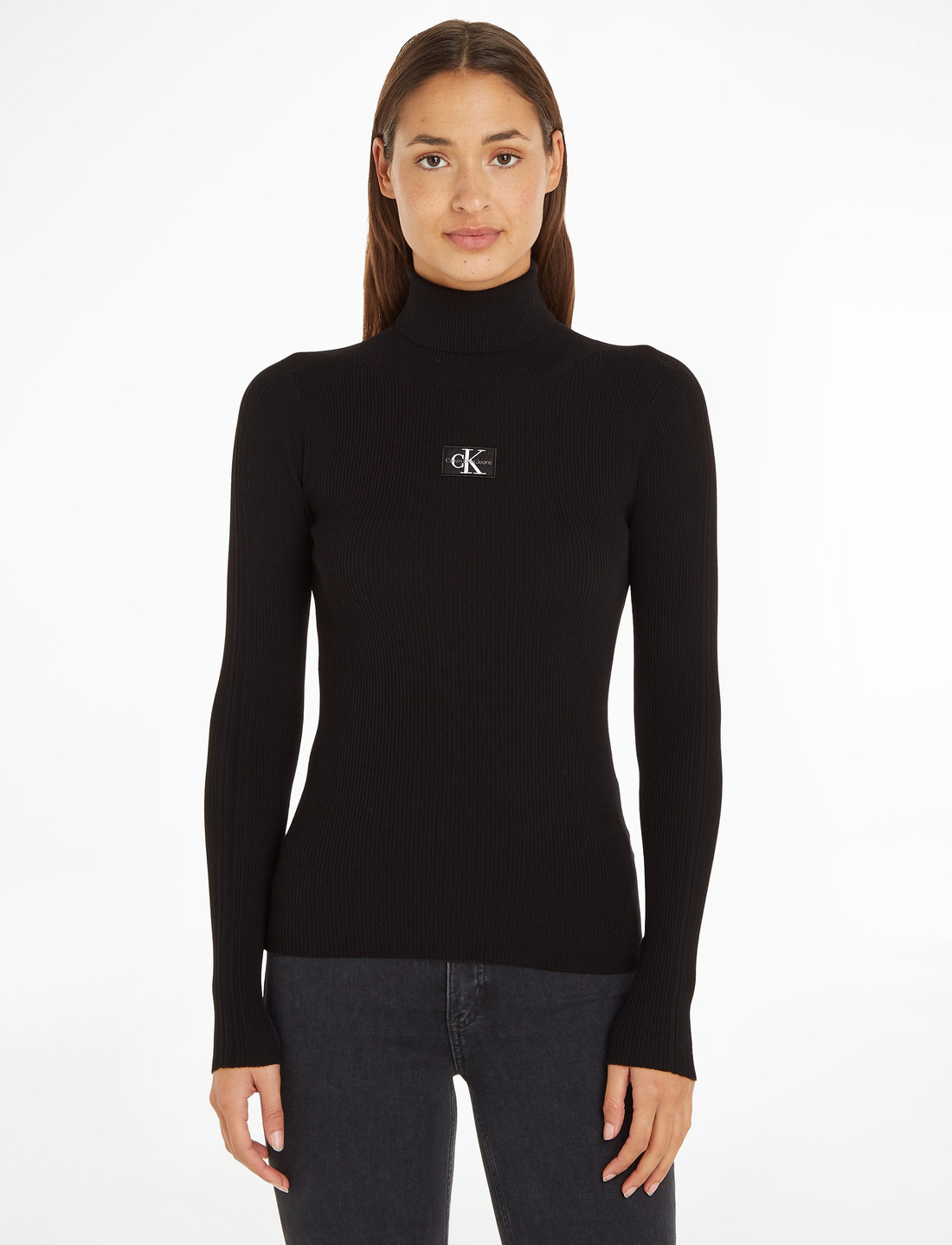 Calvin Klein Jeans Badge Roll Neck Sweater knitwear shop at Booztlet